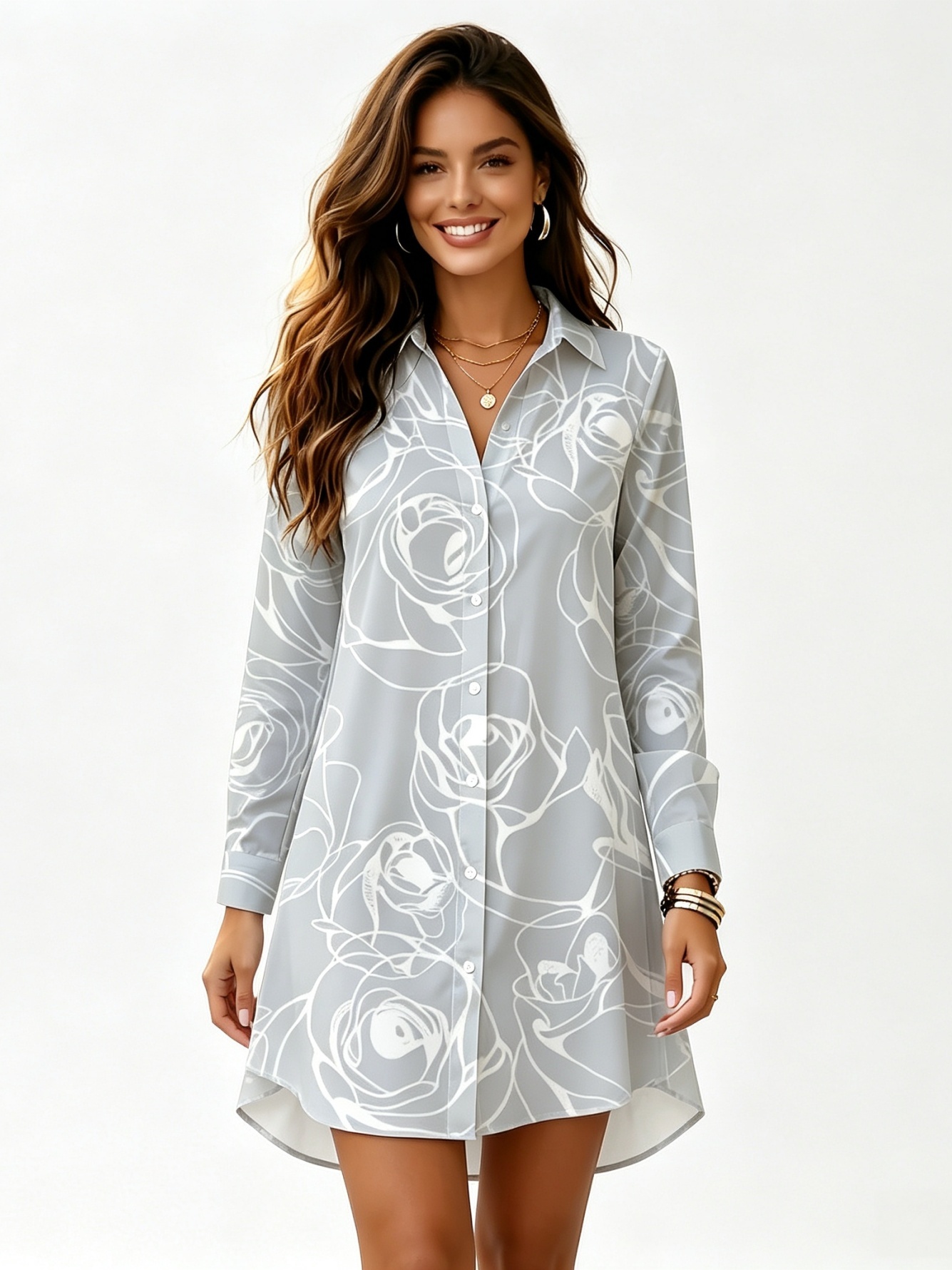 Grey Slogan Shift Mini Dress with Long Sleeves