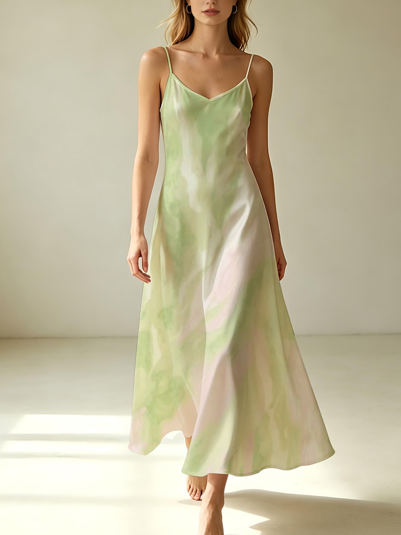 Multi Dyed V Neck Slip Maxi Dress