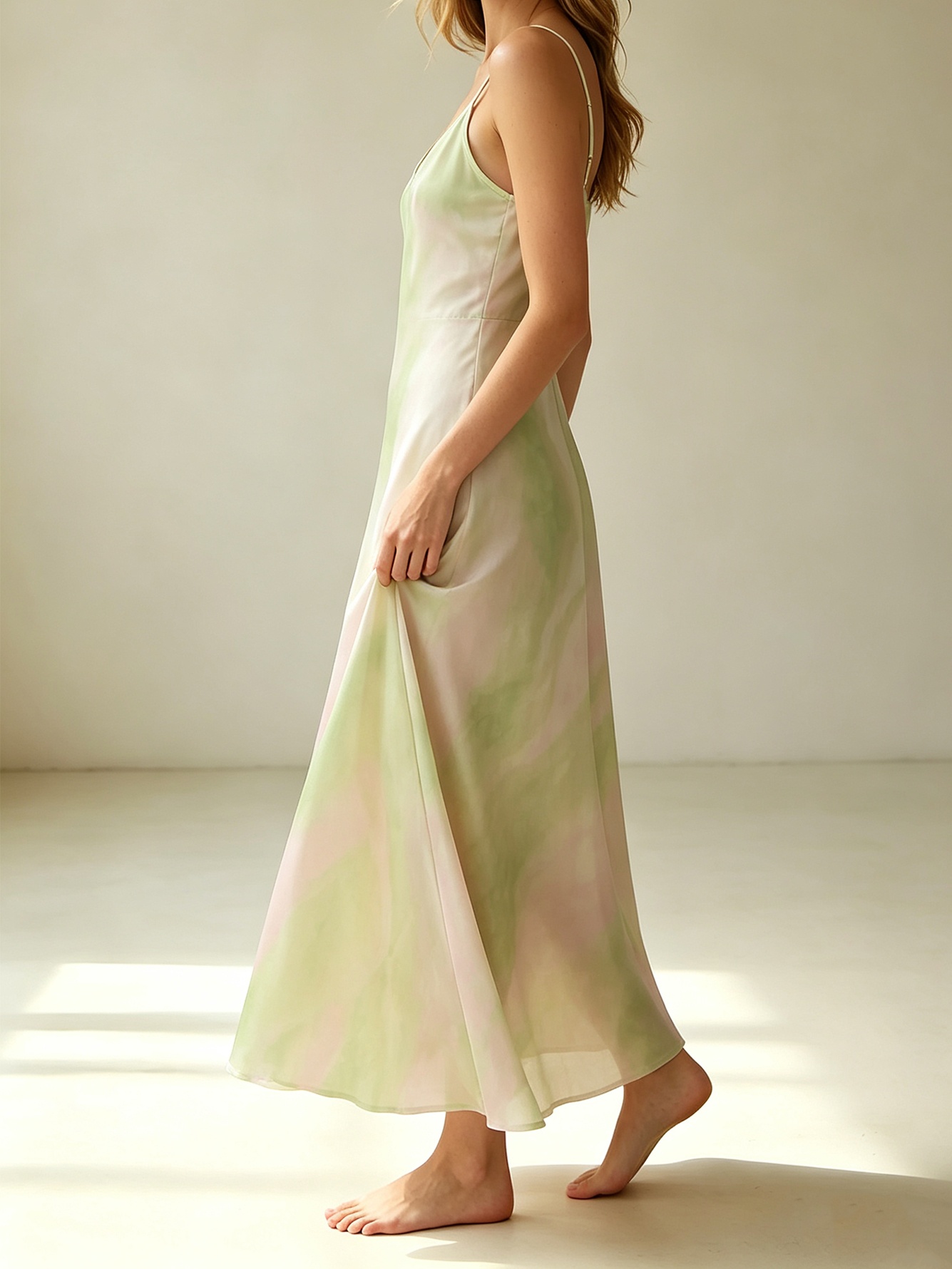 Multi Dyed V Neck Slip Maxi Dress