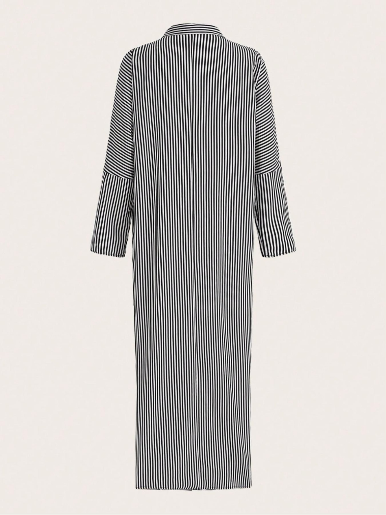 Black Striped Long Sleeve Shirt Maxi Dress