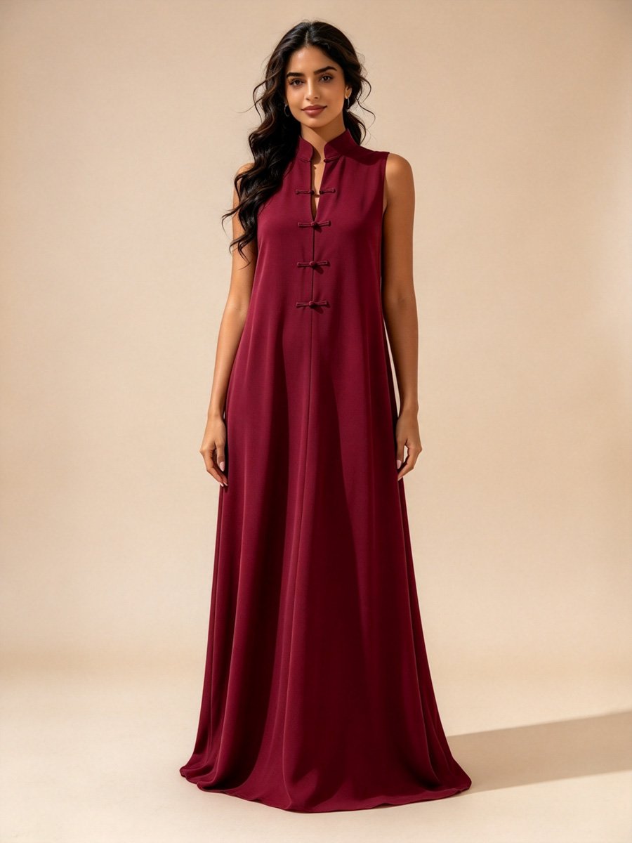 Burgundy Sleeveless Maxi Dress