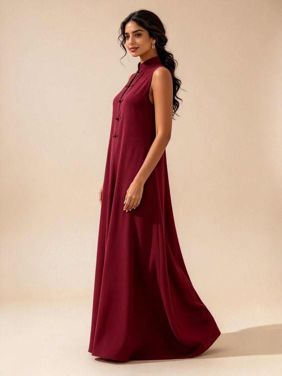 Burgundy Sleeveless Maxi Dress