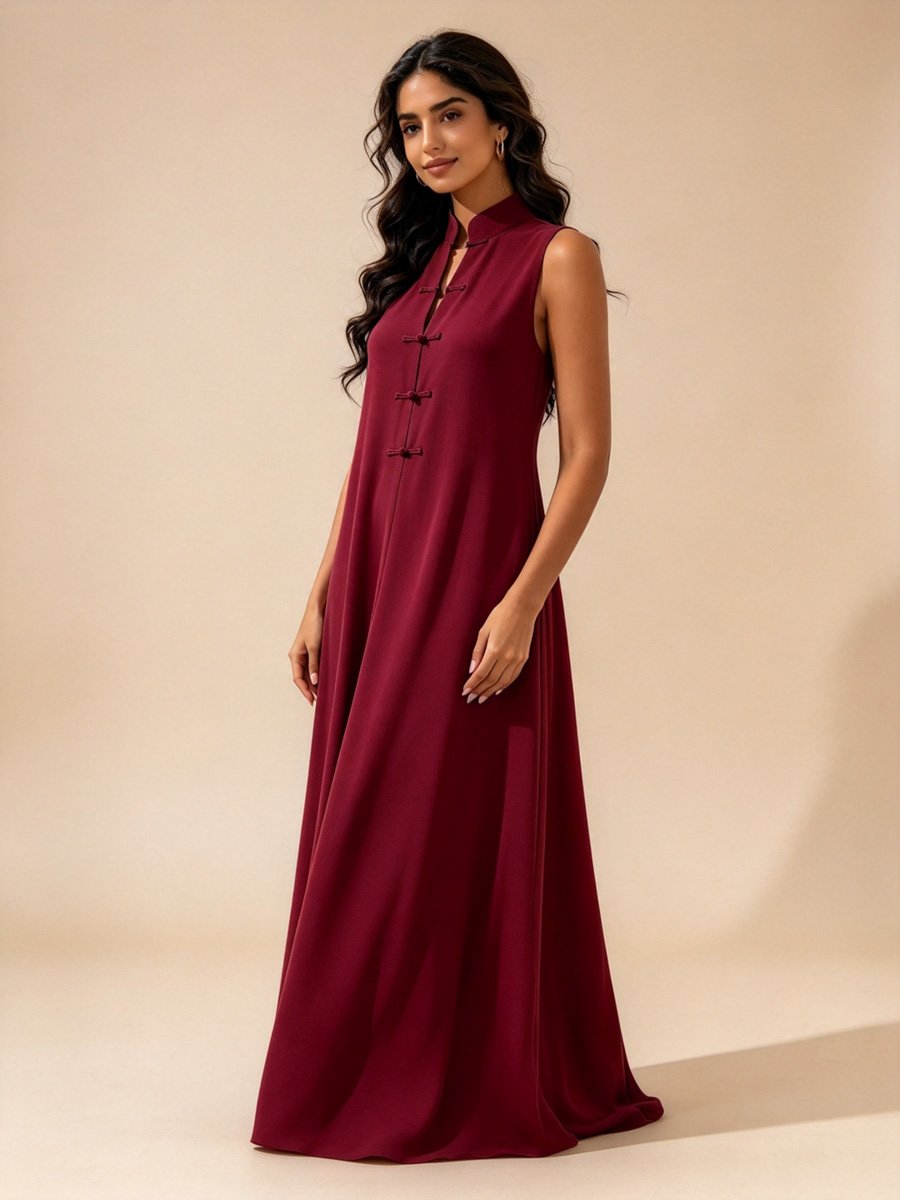 Burgundy Sleeveless Maxi Dress