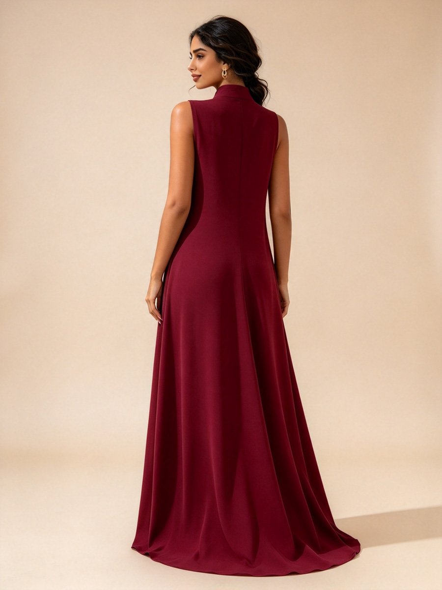 Burgundy Sleeveless Maxi Dress