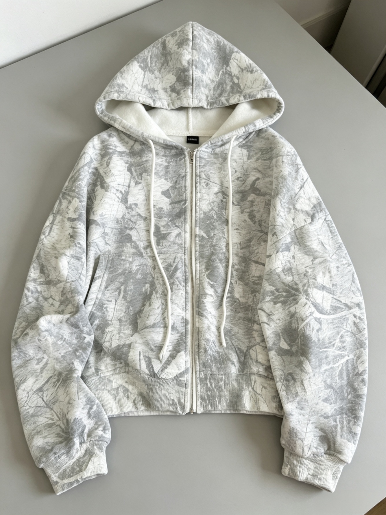 Grey Printed Hoodie