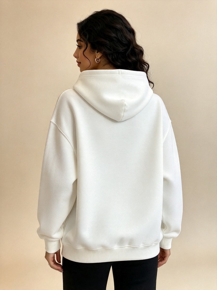 White Butterfly Print Hoodie