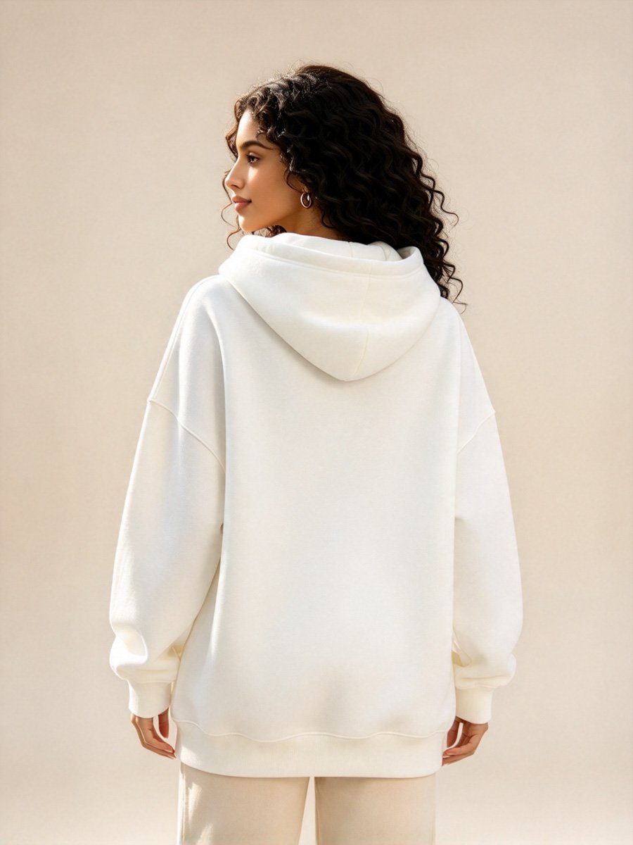 White Coastal Print Hoodie
