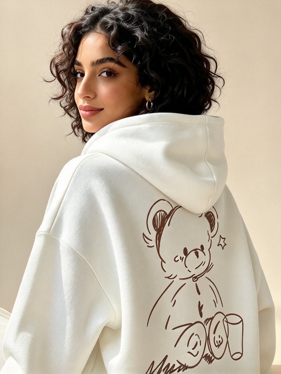 White Regular Fit Hoodie