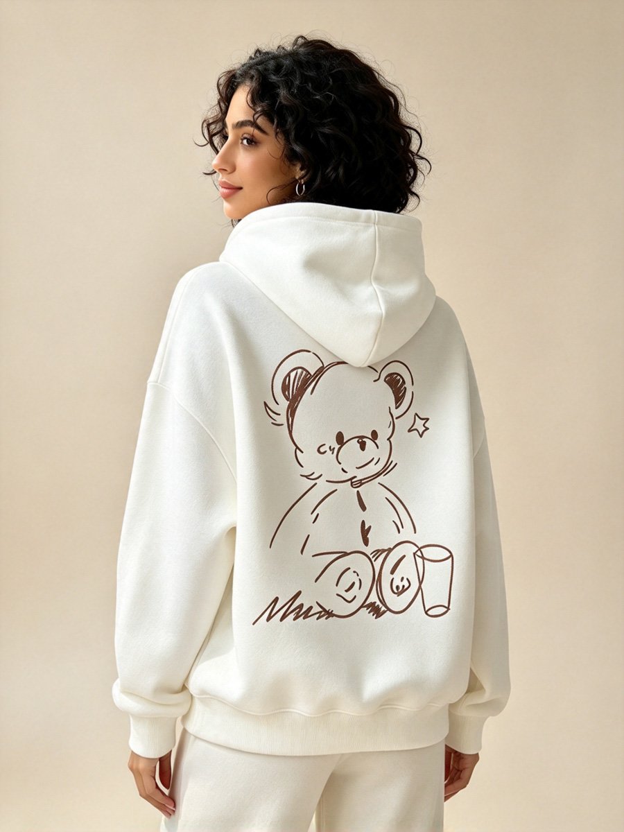 White Regular Fit Hoodie