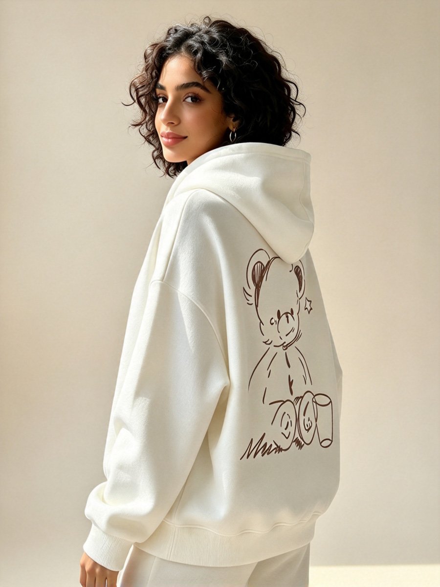 White Regular Fit Hoodie