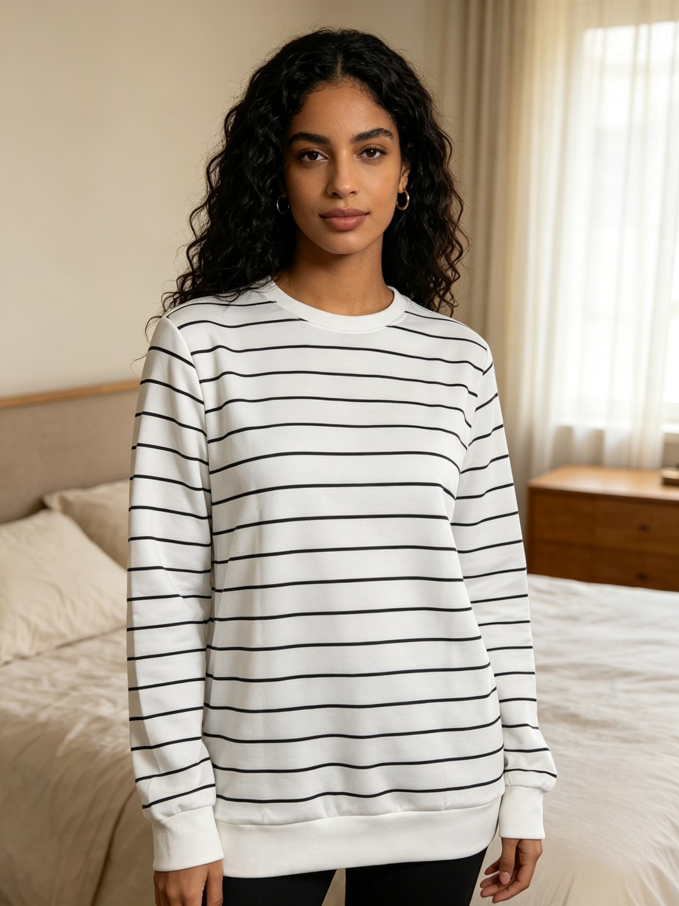 White Striped Sweatshirt