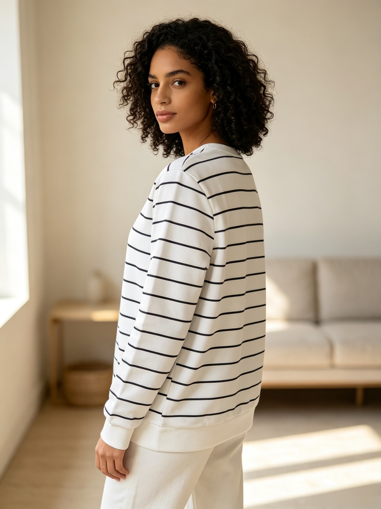 White Striped Sweatshirt