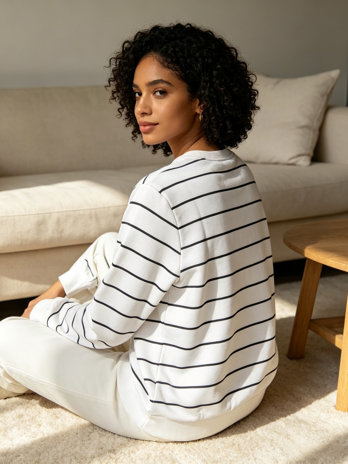 White Striped Sweatshirt