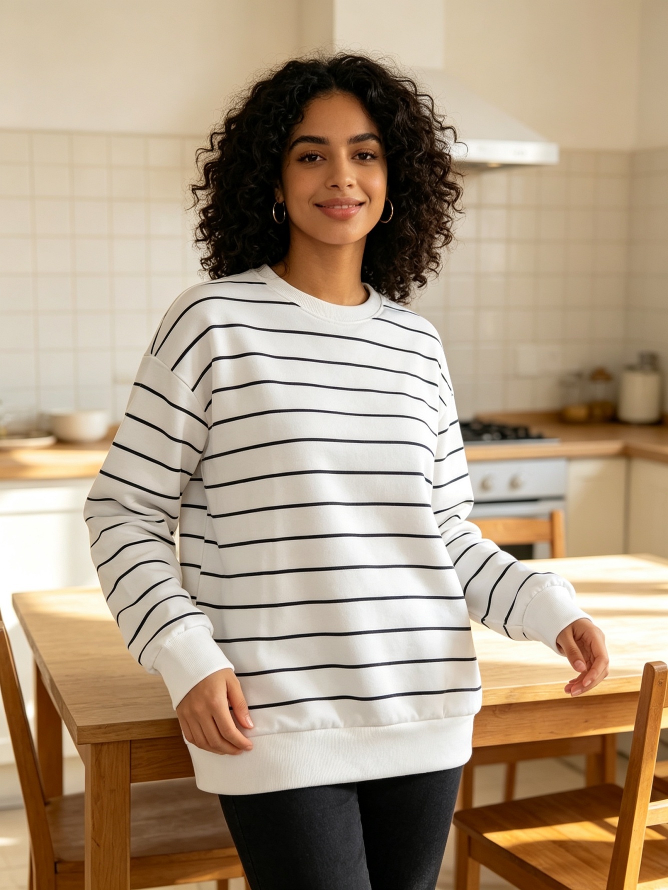 White Striped Sweatshirt