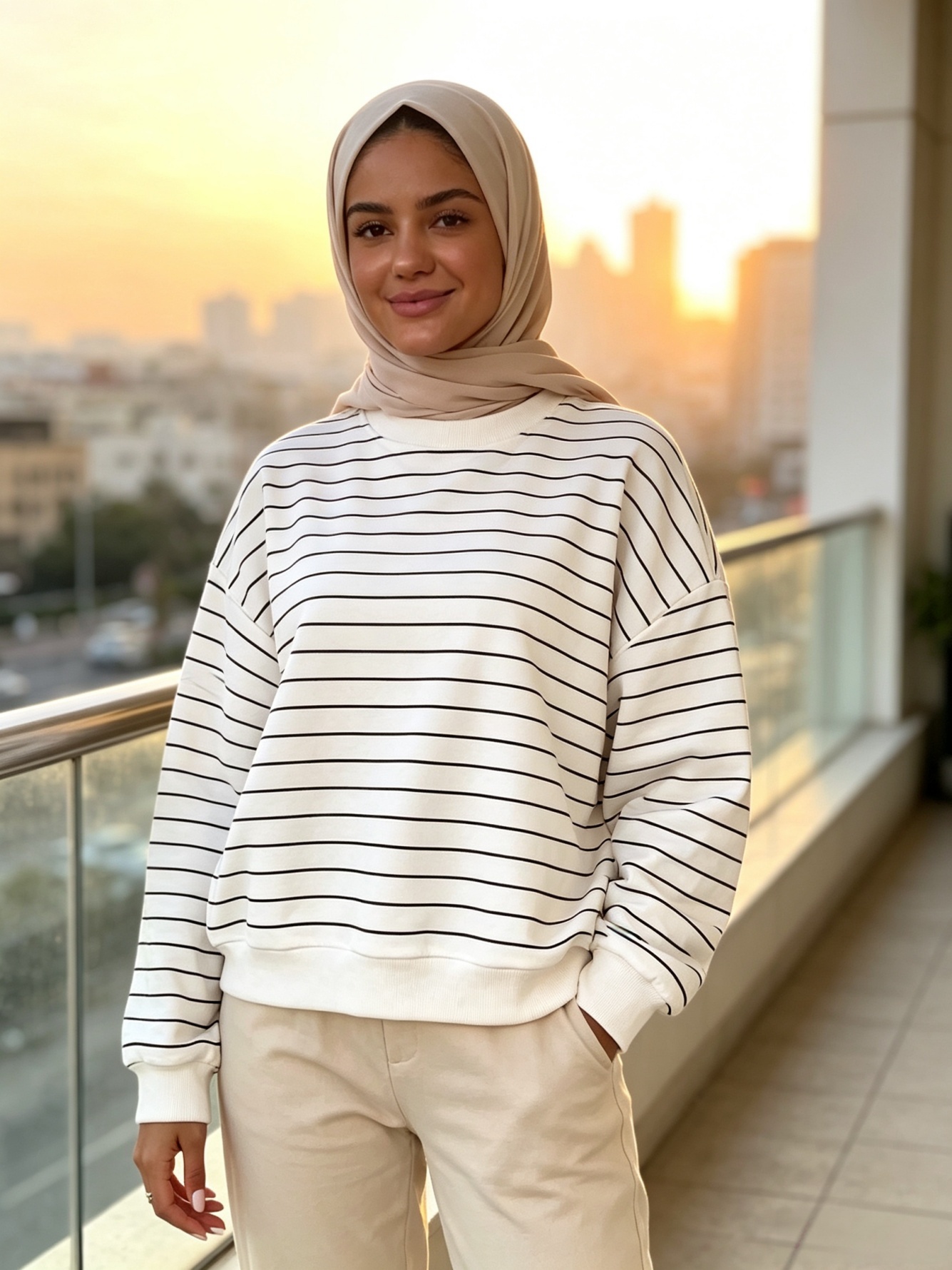 White Striped Sweatshirt