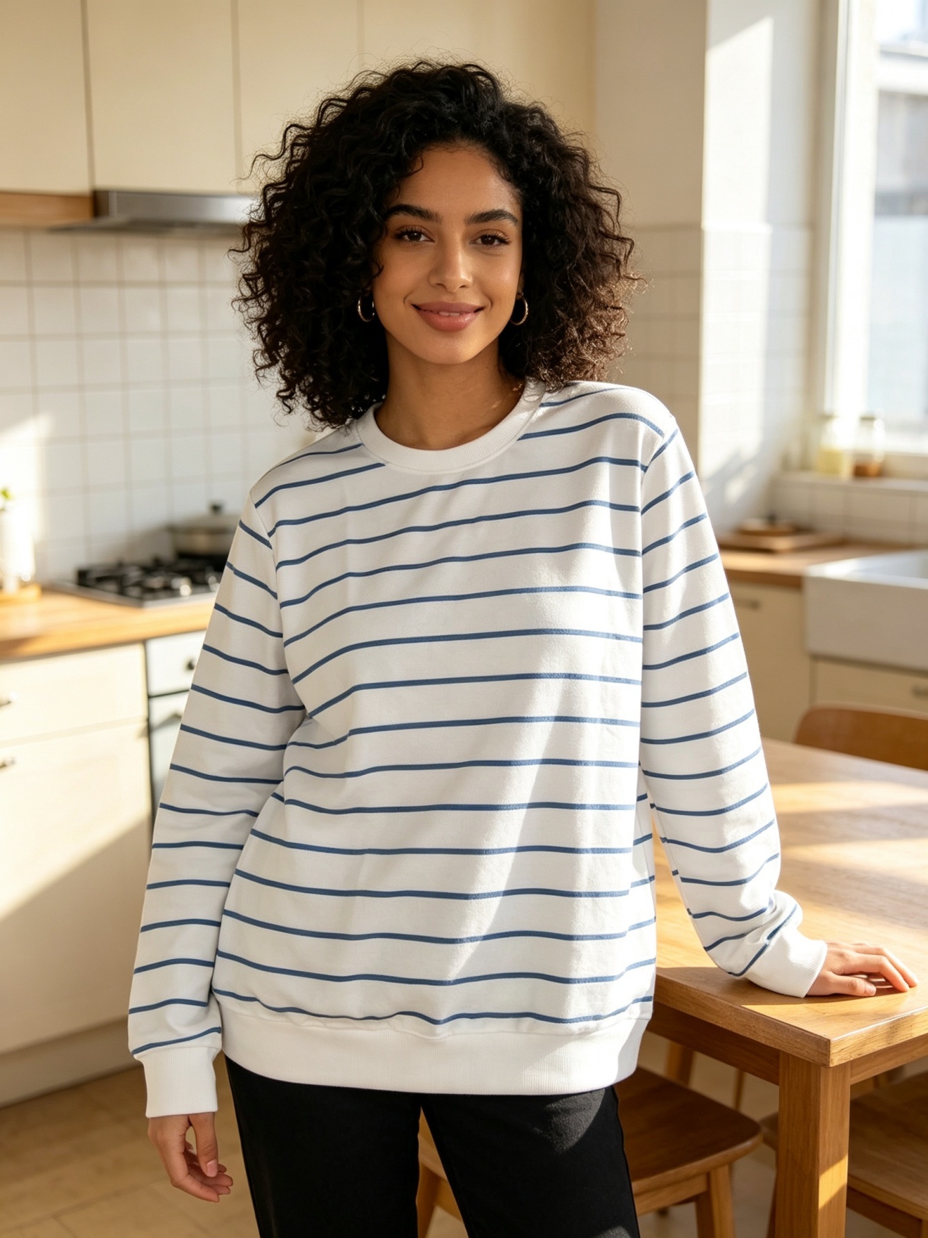 White Striped Sweatshirt