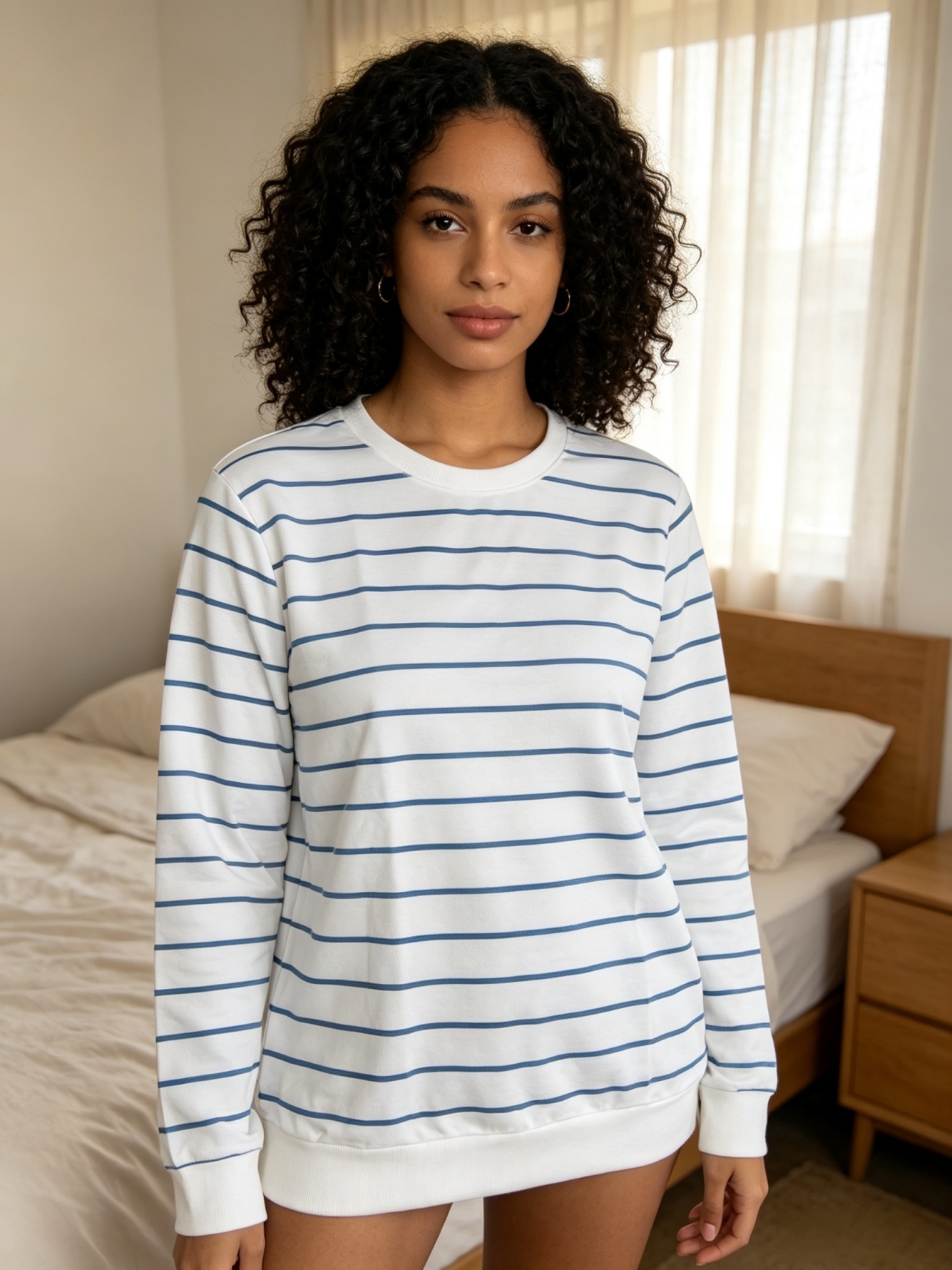 White Striped Sweatshirt