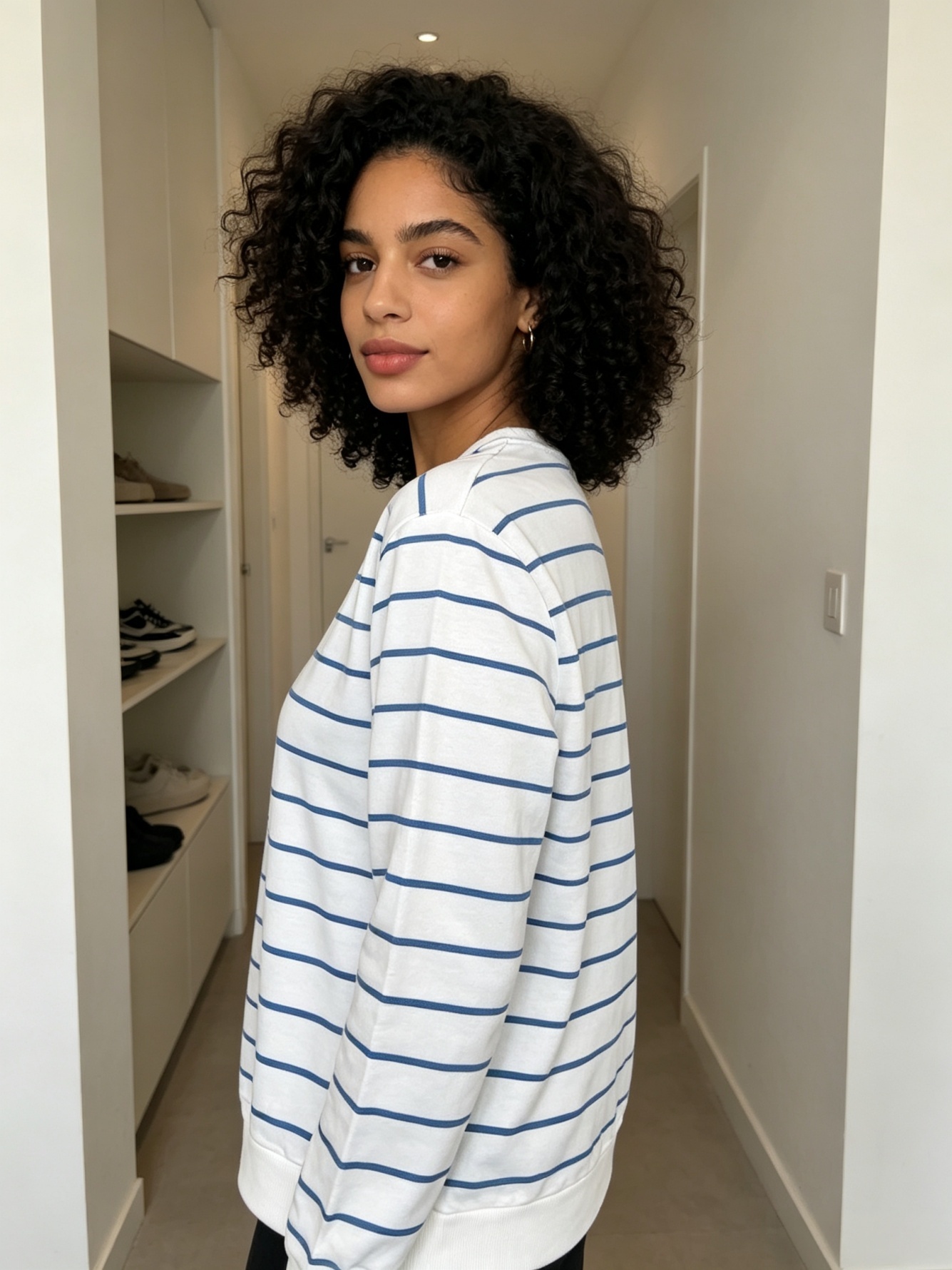 White Striped Sweatshirt