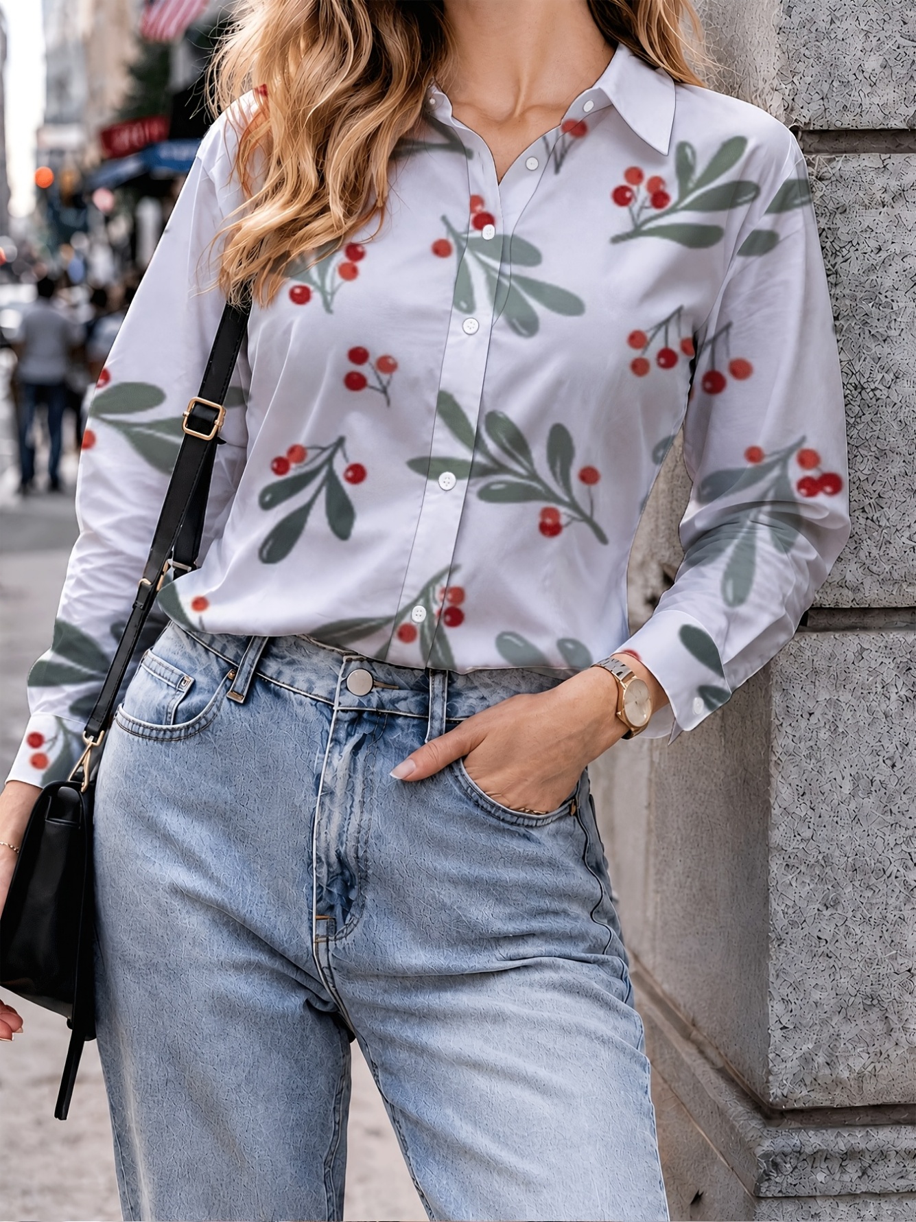 Dark Blue Printed Long Sleeves Regular Shirt