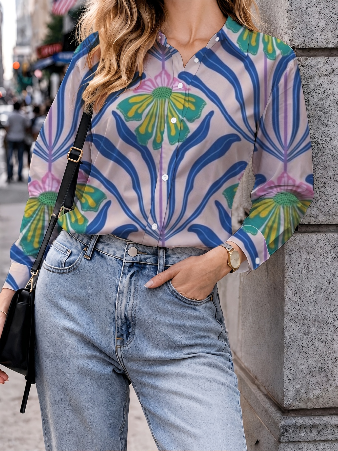Lilac Printed Long Sleeves Regular Shirt