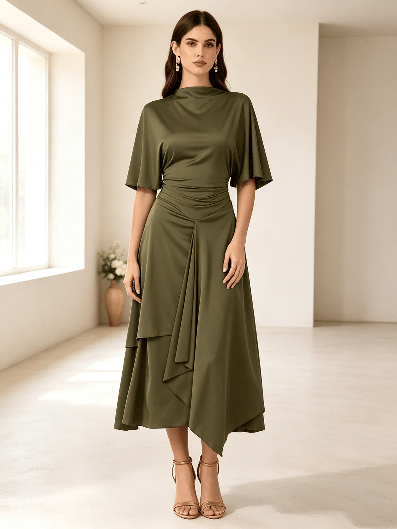 Olive A-Line Midi Dress