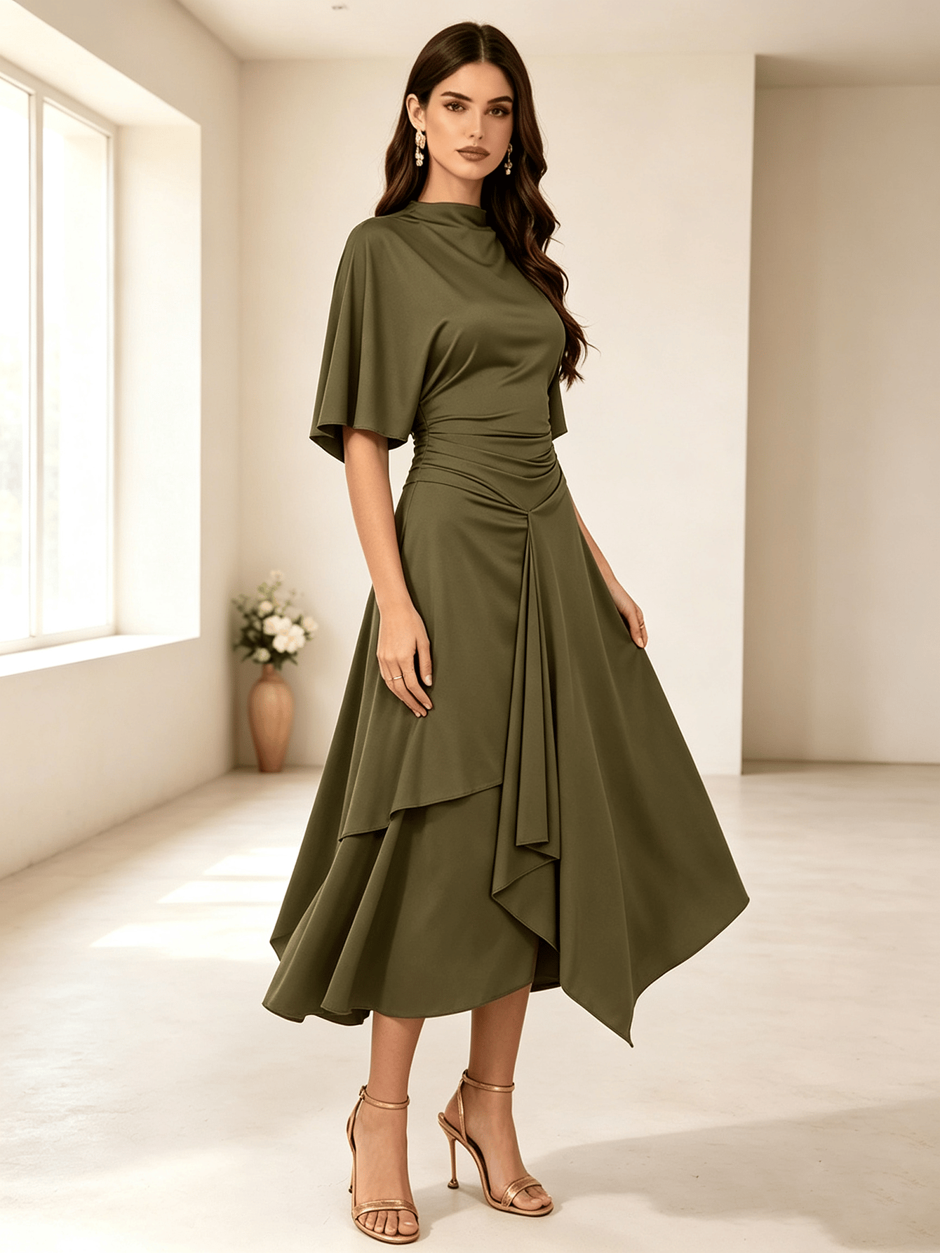 Olive A-Line Midi Dress