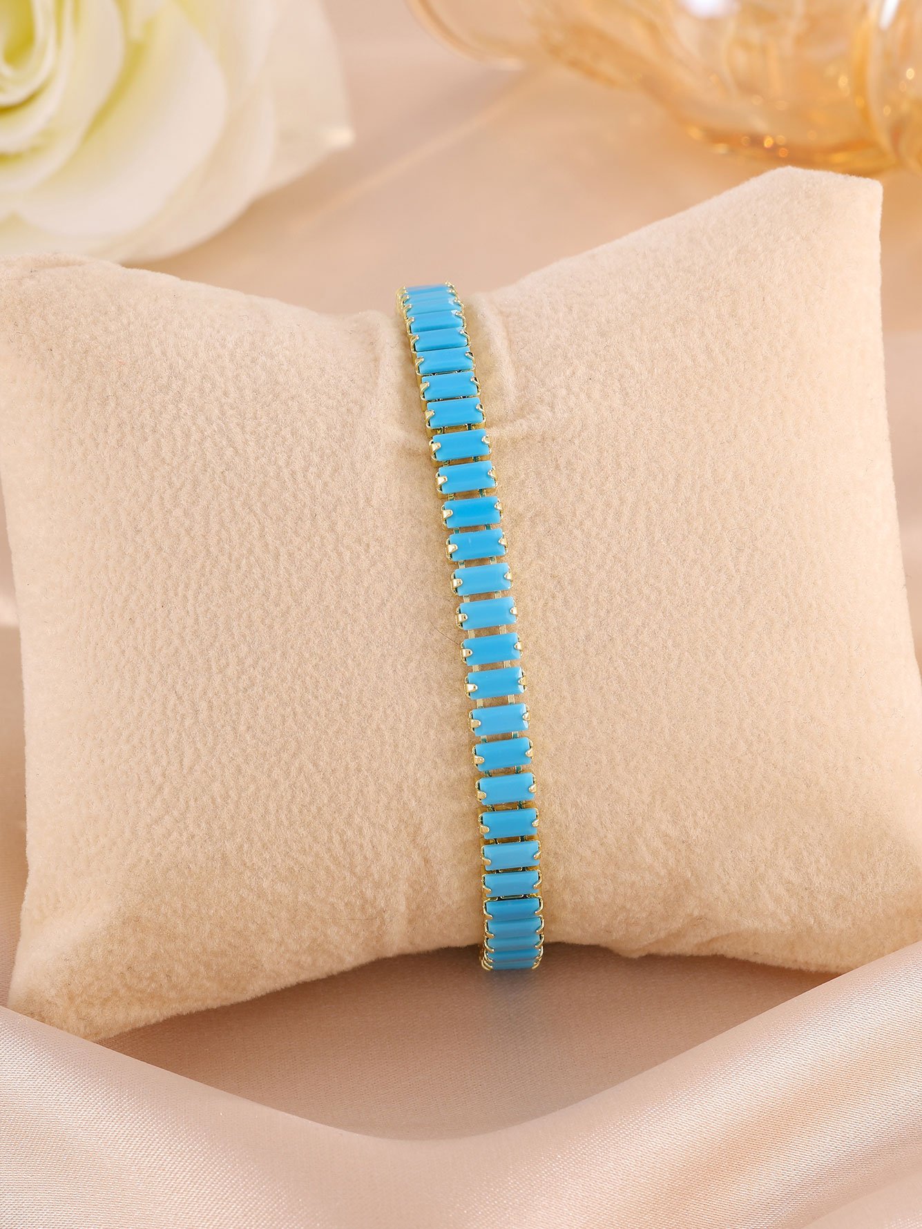 Gold-Plated Blue Turquoise Link Bracelet
