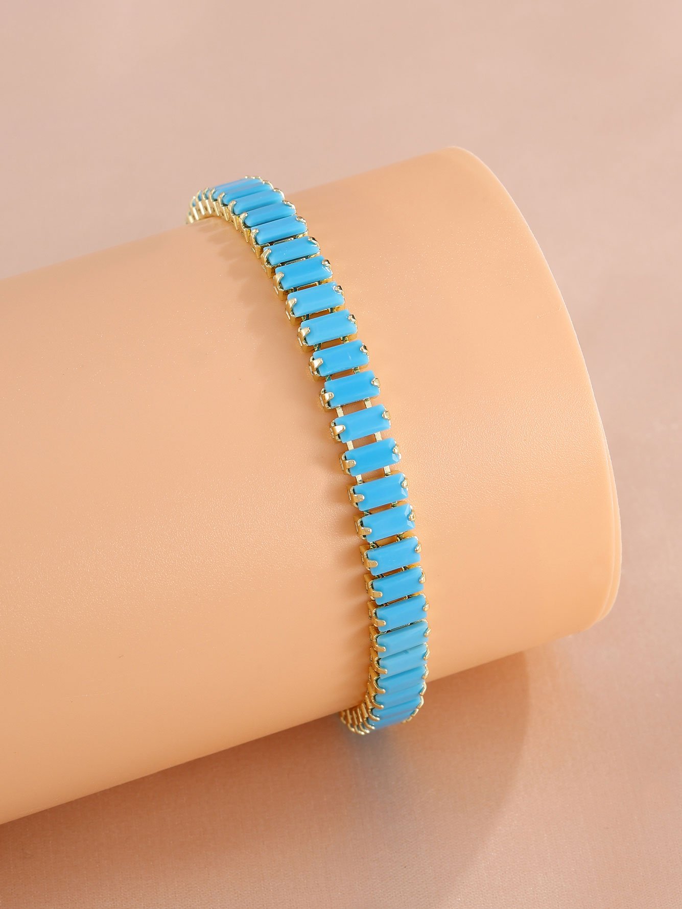 Gold-Plated Blue Turquoise Link Bracelet