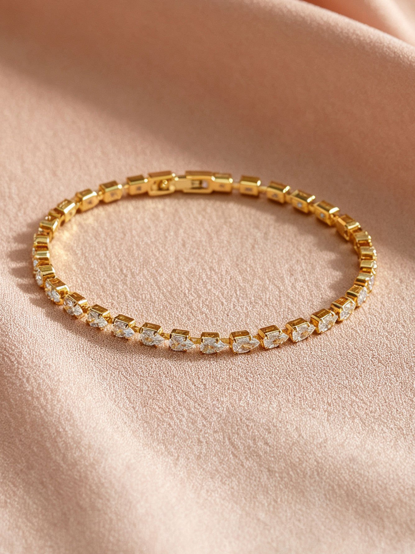 Gold Marquise Cut Crystal Link Bracelet
