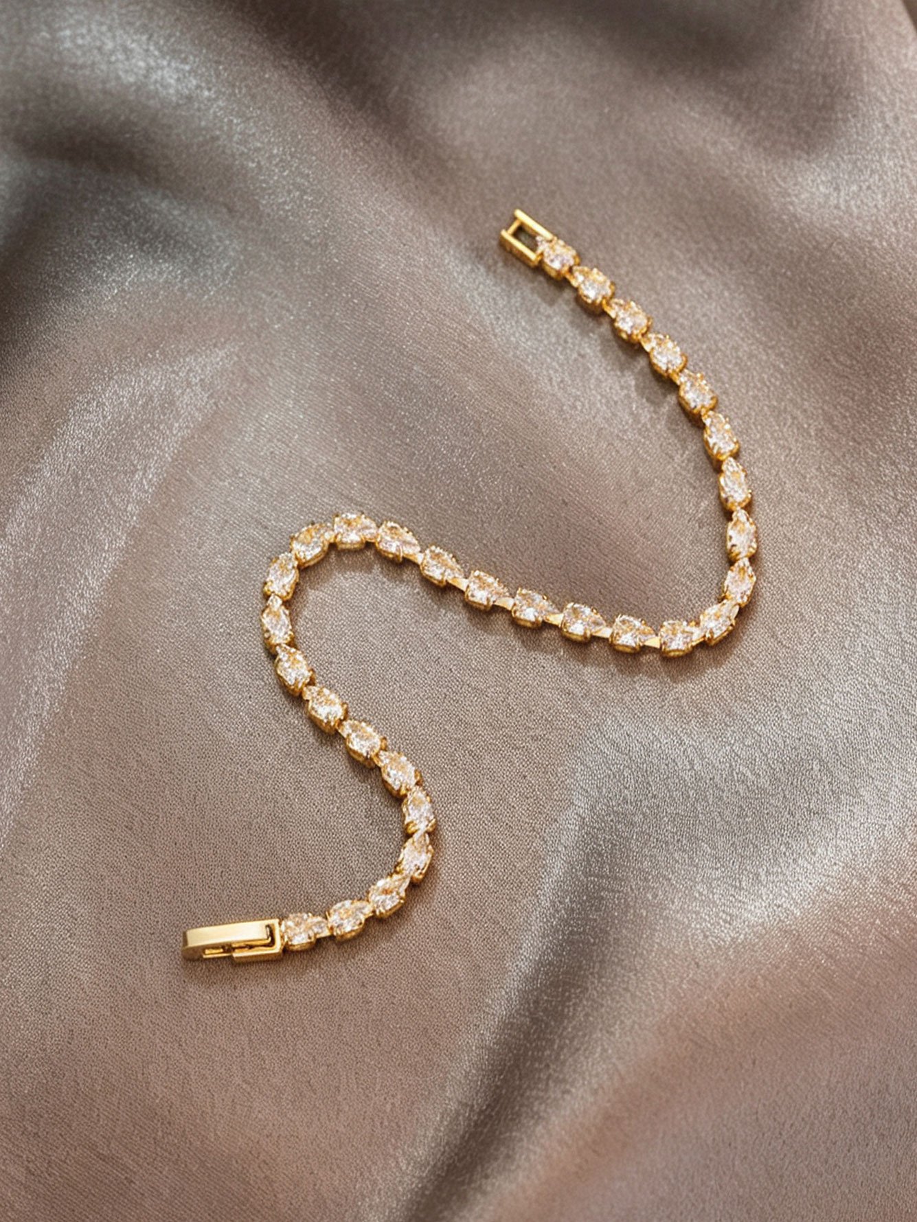 Gold Marquise Cut Crystal Link Bracelet