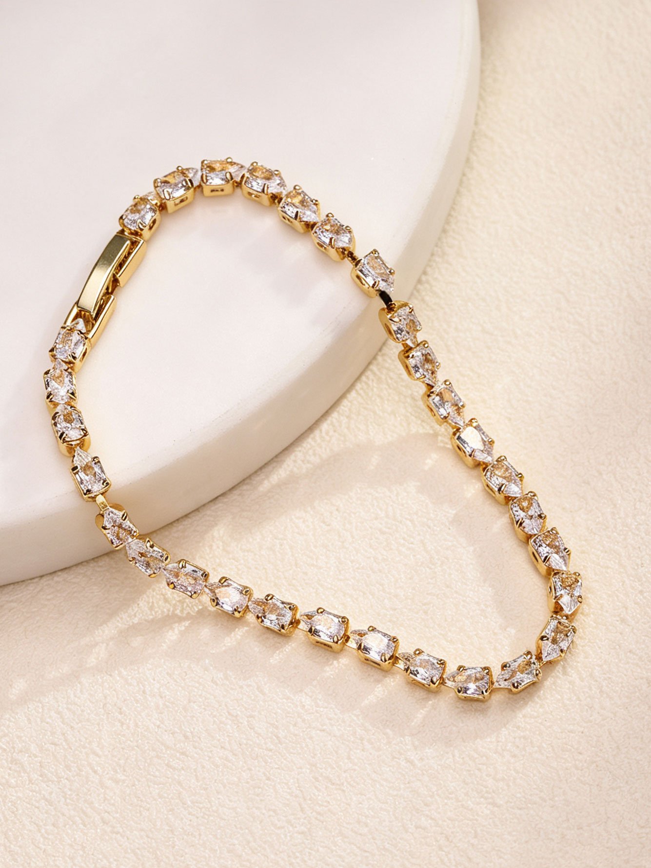 Gold Marquise Cut Crystal Link Bracelet