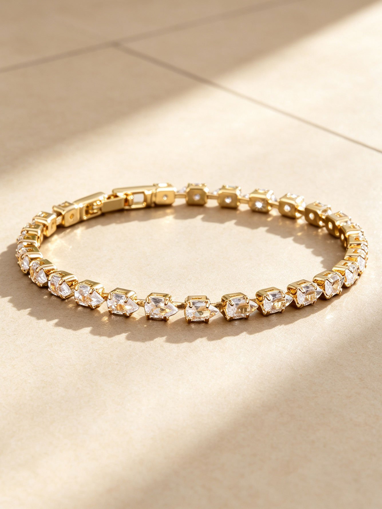 Gold Marquise Cut Crystal Link Bracelet