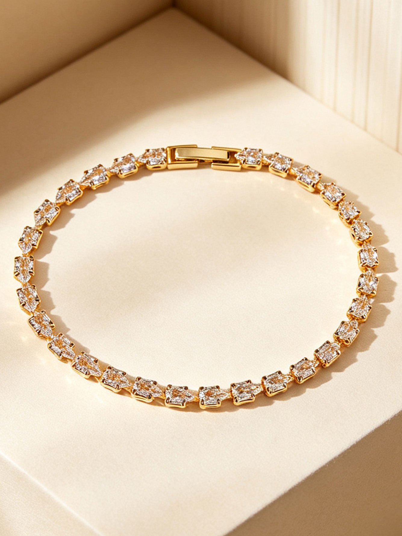 Gold Marquise Cut Crystal Link Bracelet