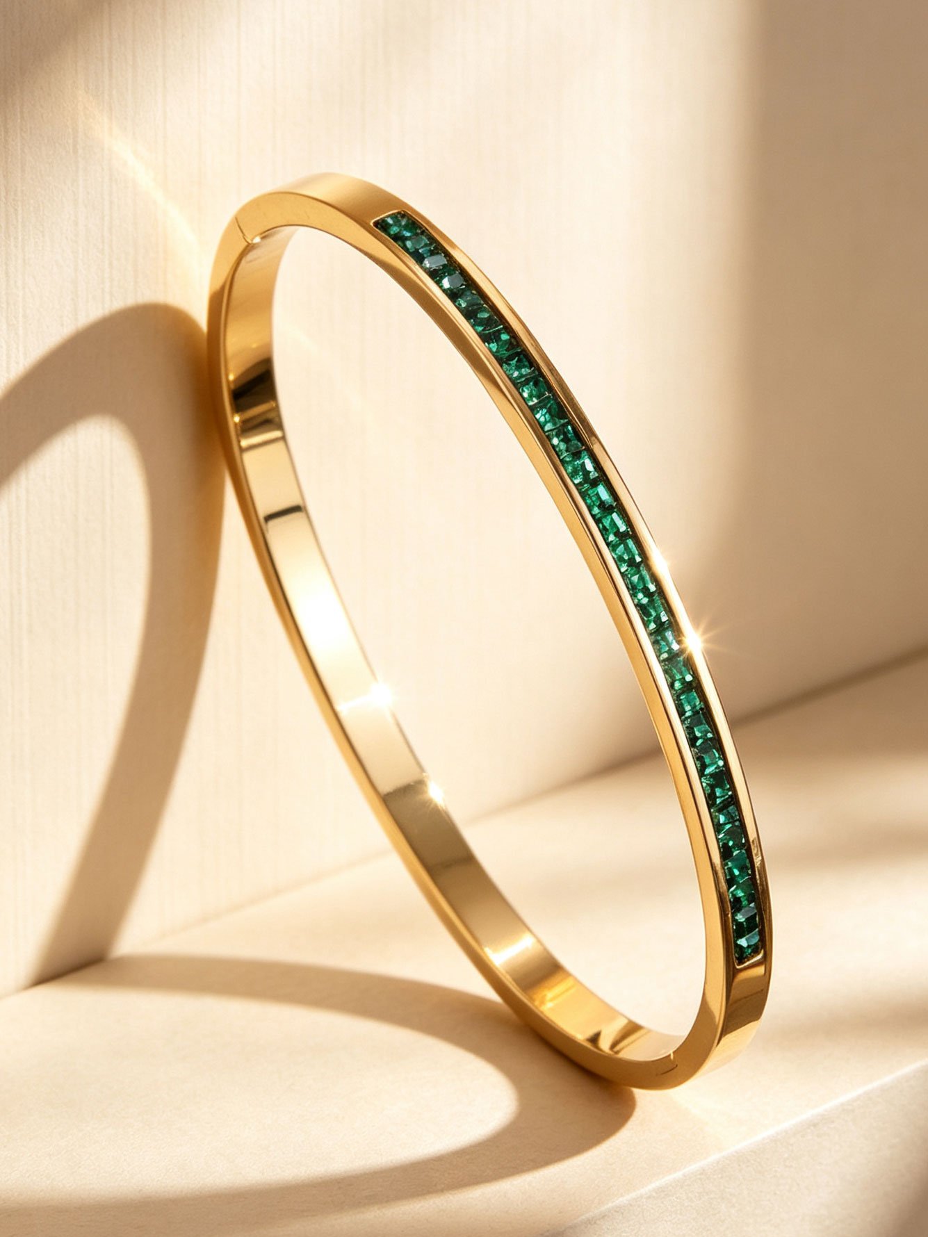 Gold-Plated Green Zircon Bangle
