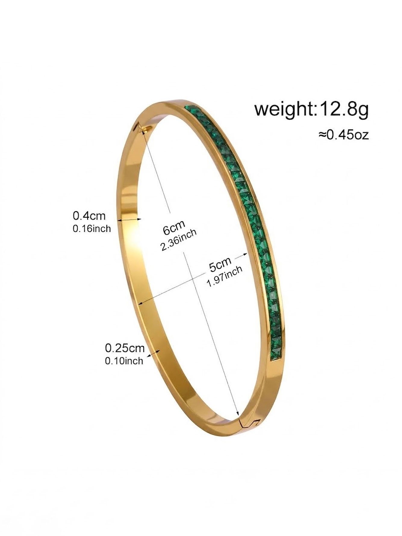 Gold-Plated Green Zircon Bangle