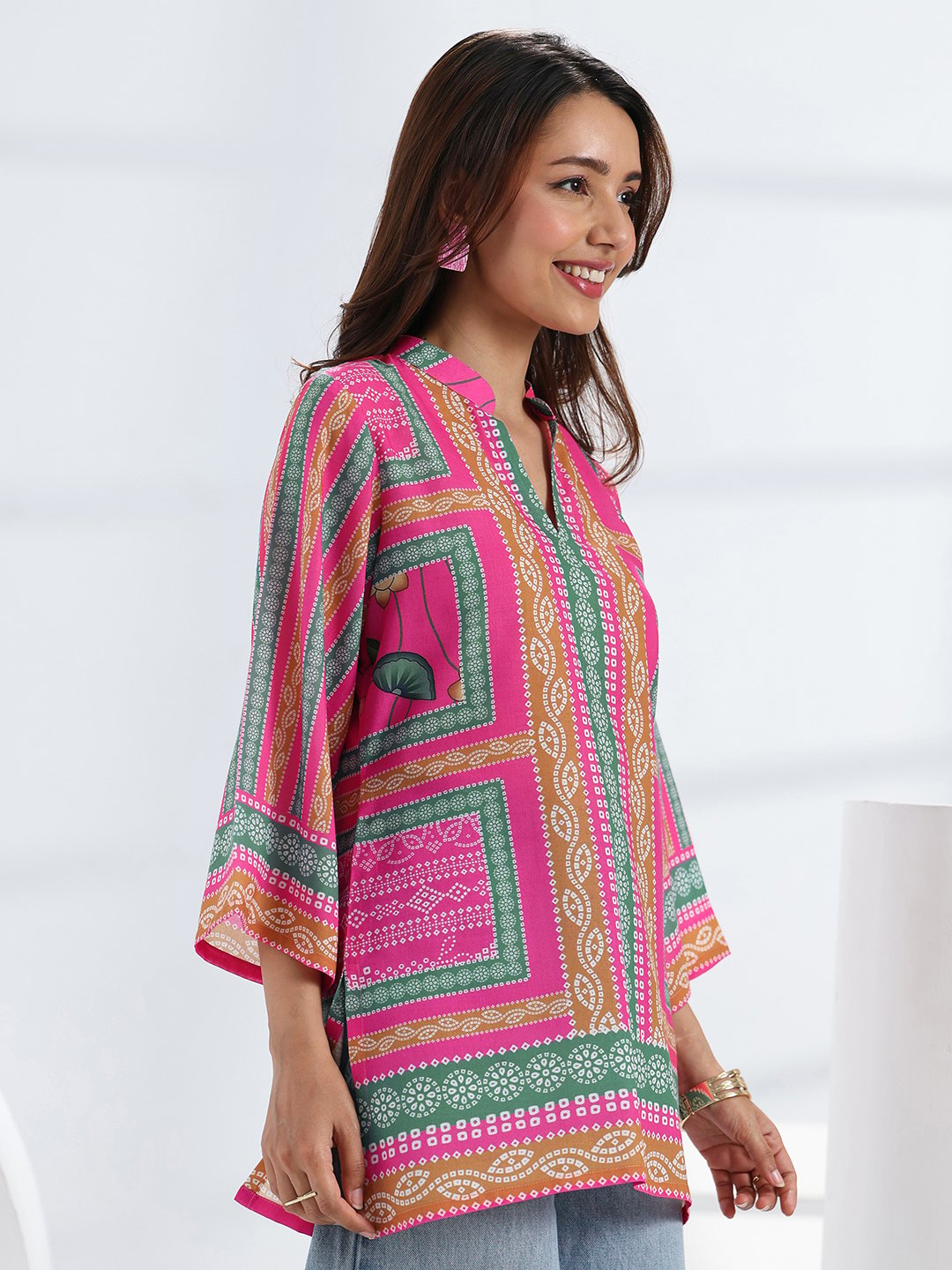 Multi-Printed Cotton Blend Straight Kurti
