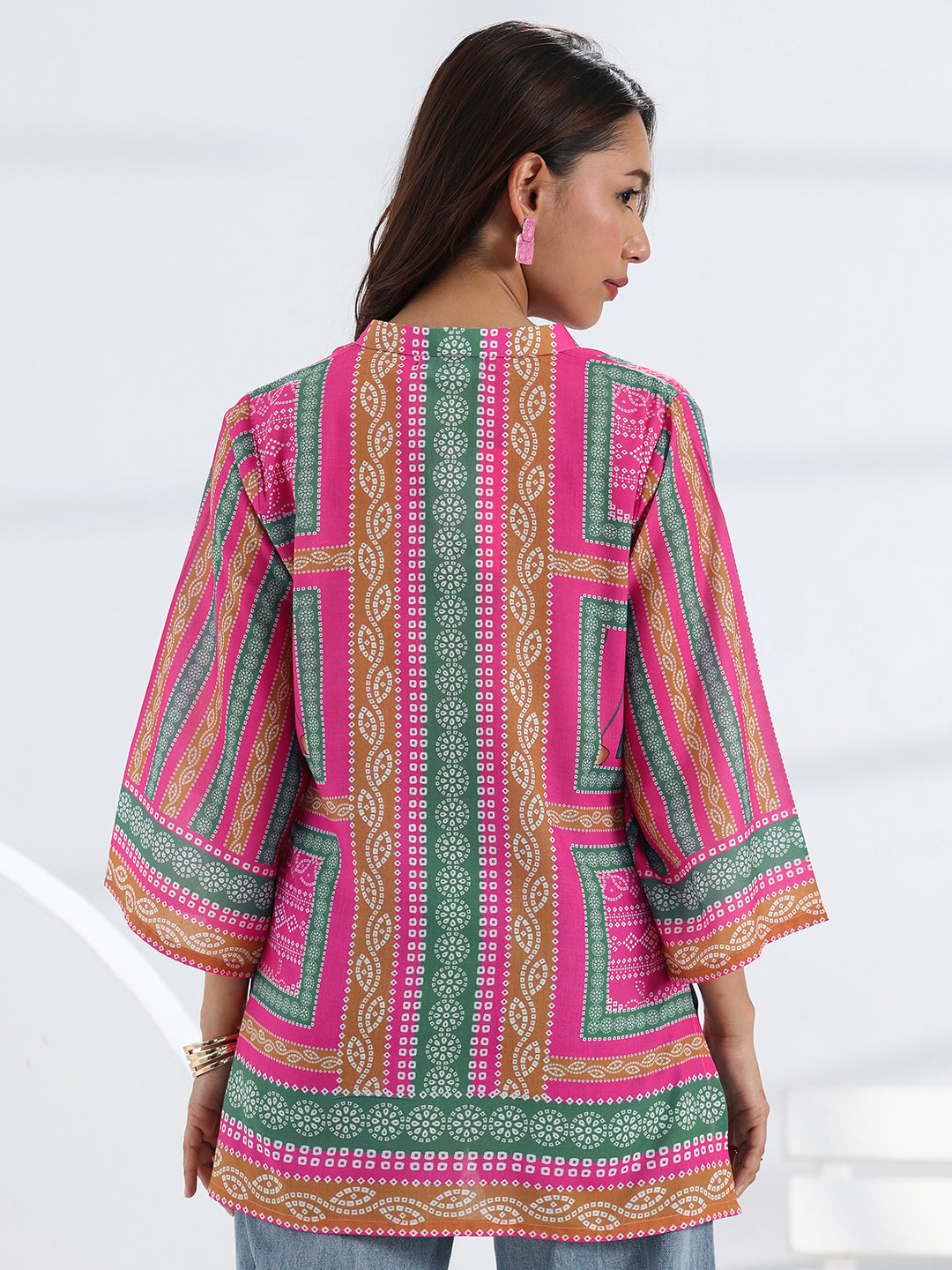 Multi-Printed Cotton Blend Straight Kurti