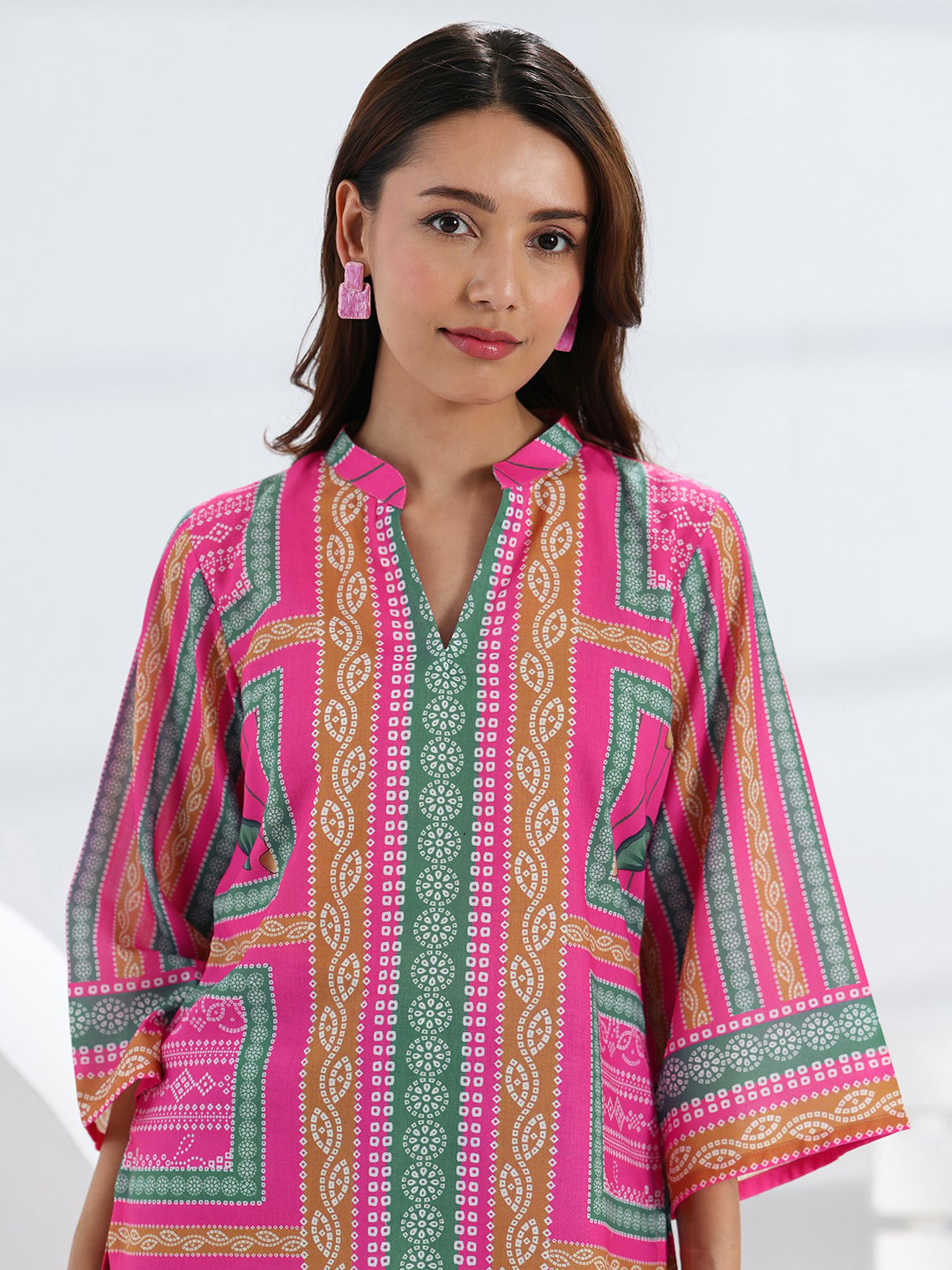 Multi-Printed Cotton Blend Straight Kurti
