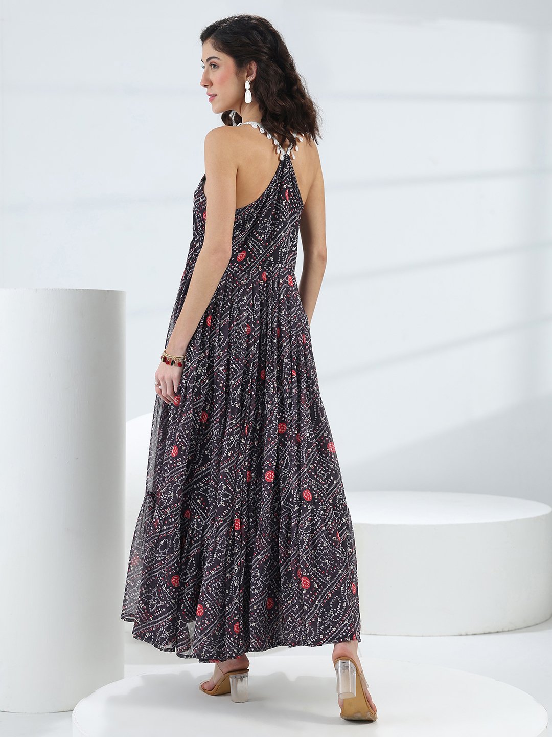 Black Printed Georgette Dress