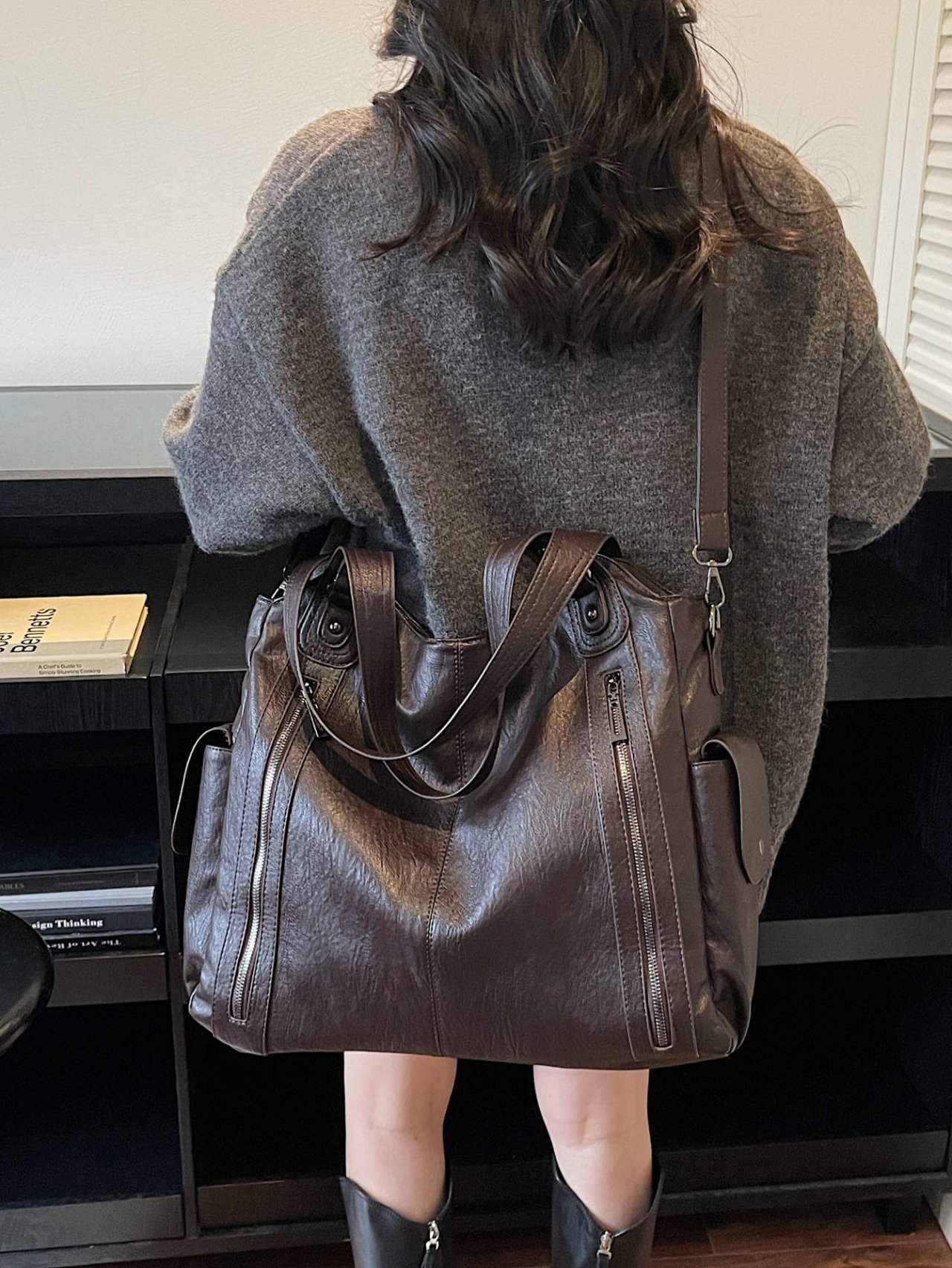 Coffee Brown Hobo Shoulder Bag