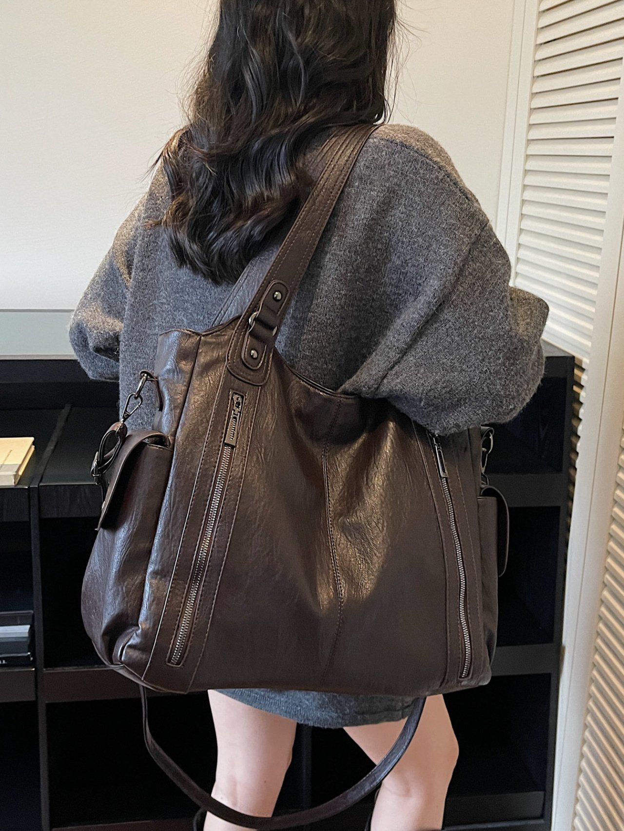 Coffee Brown Hobo Shoulder Bag