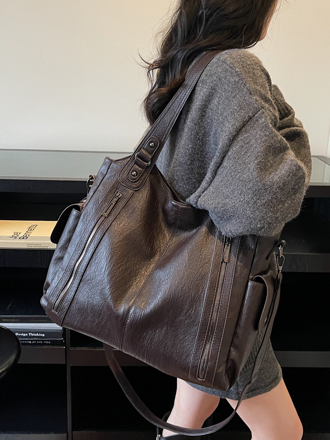 Coffee Brown Hobo Shoulder Bag