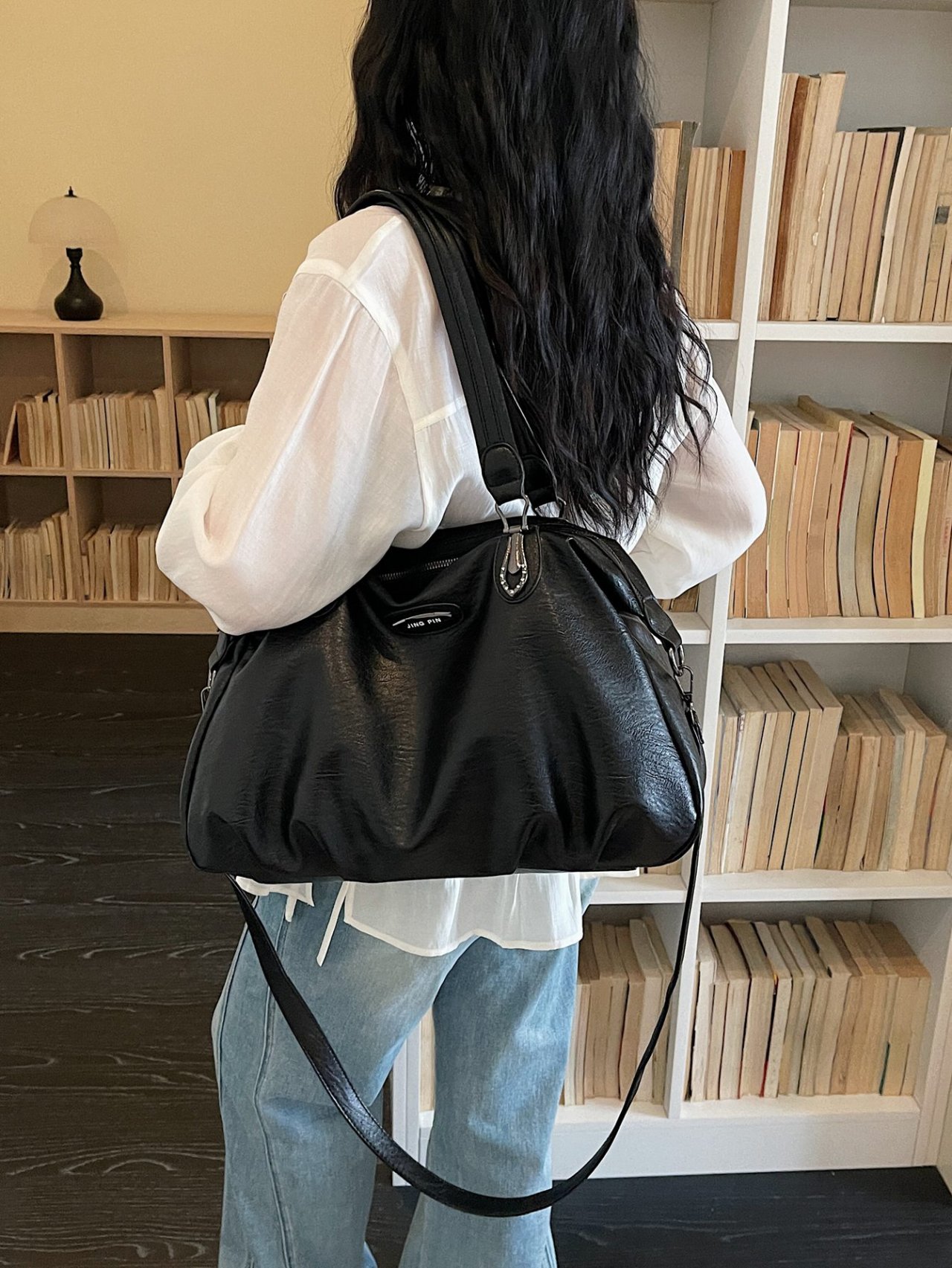 Black Solid Shoulder Bag