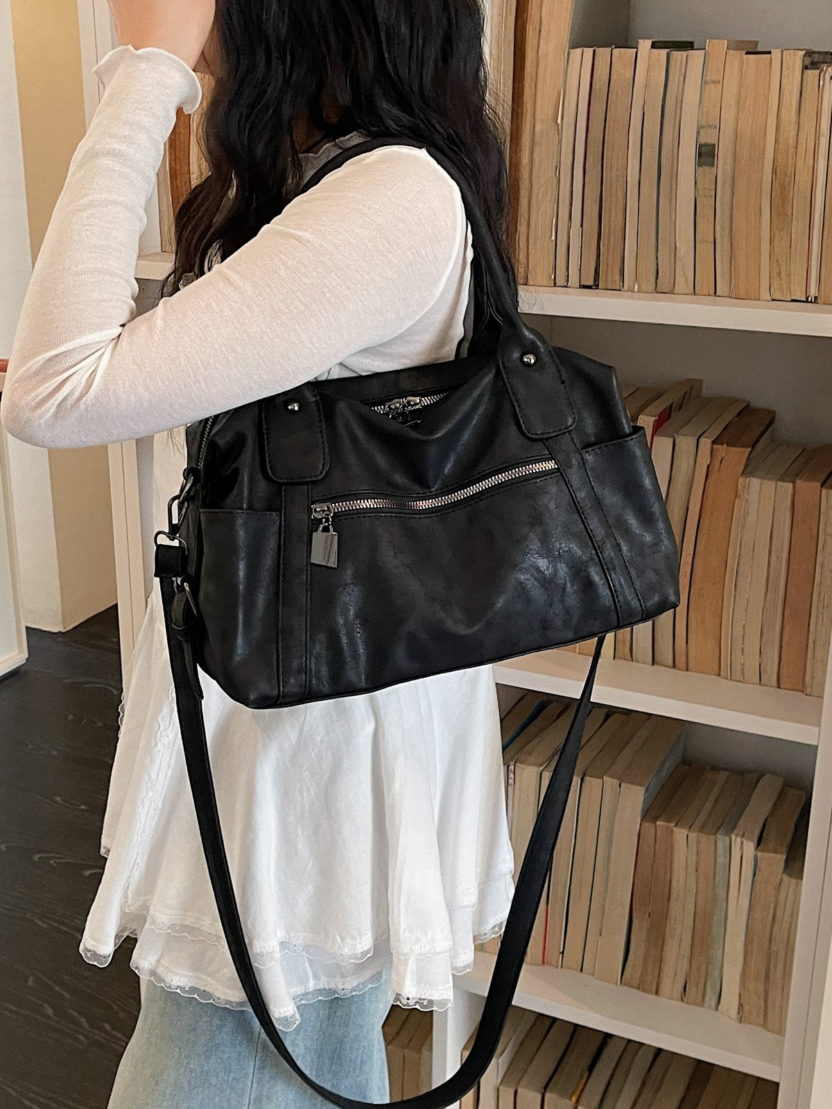 Black Bowling Shoulder Bag