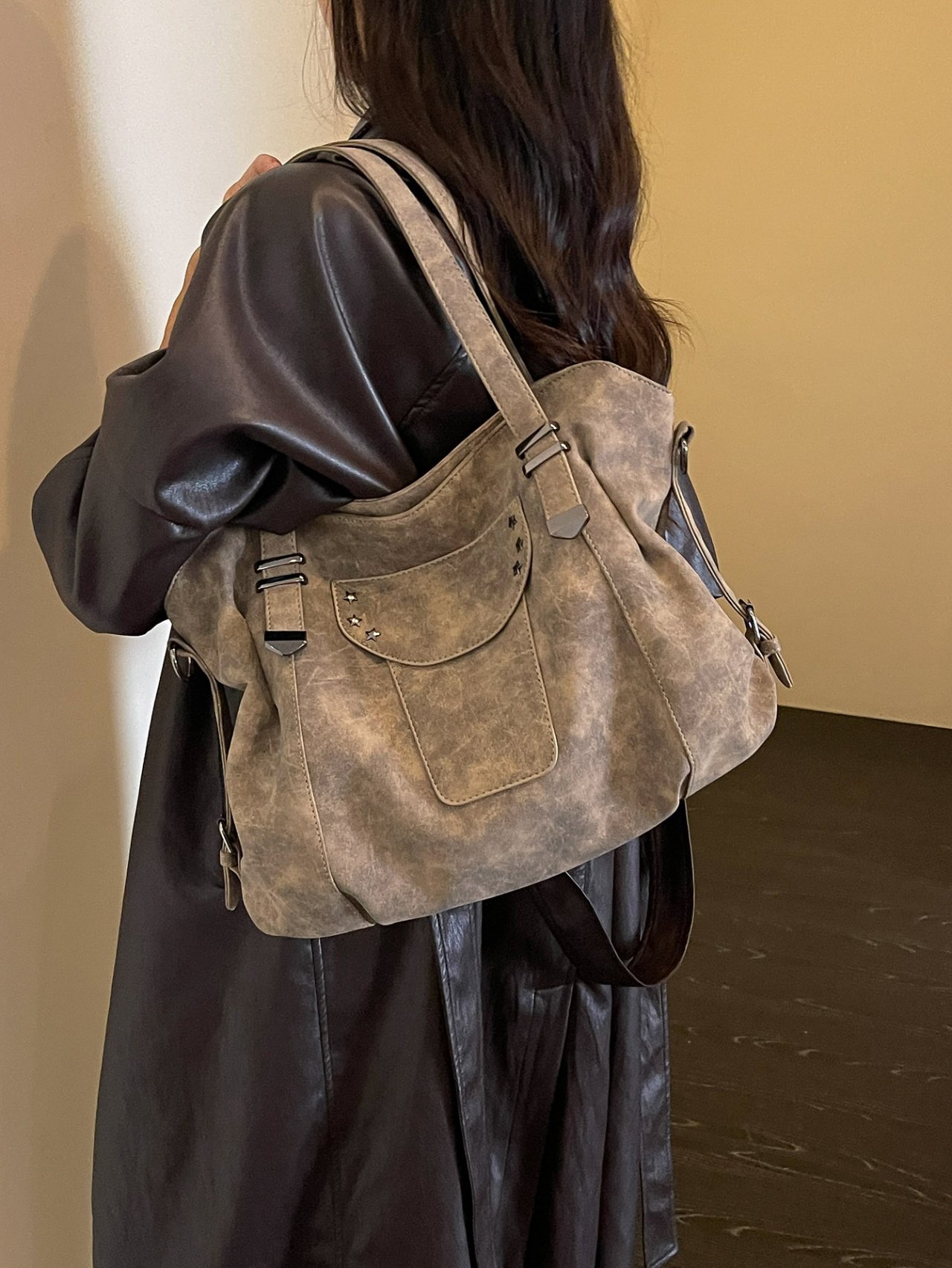 Khaki Vintage Shoulder Bag