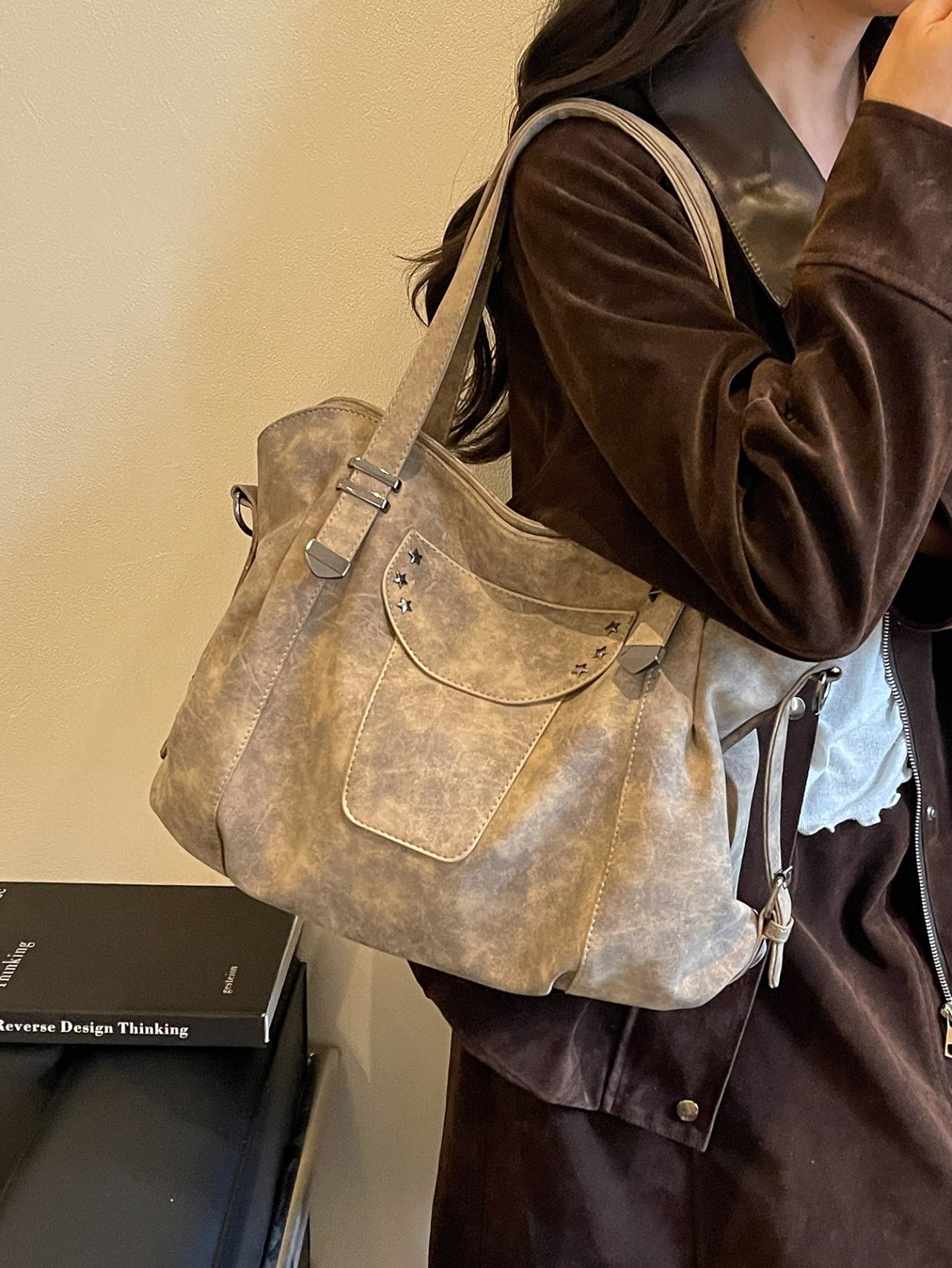 Khaki Vintage Shoulder Bag