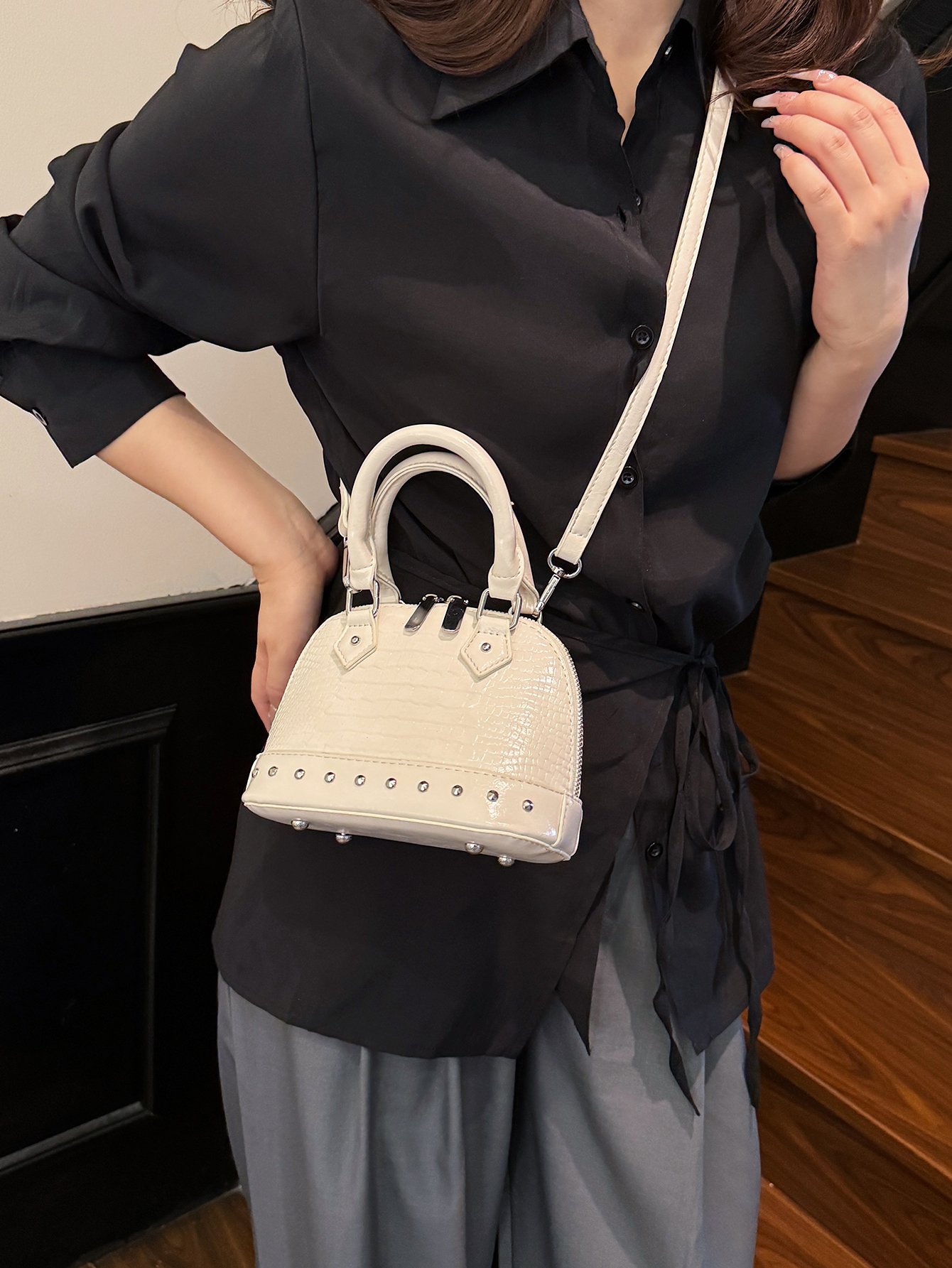 Off-White Croc Embossed Crossbody Bag