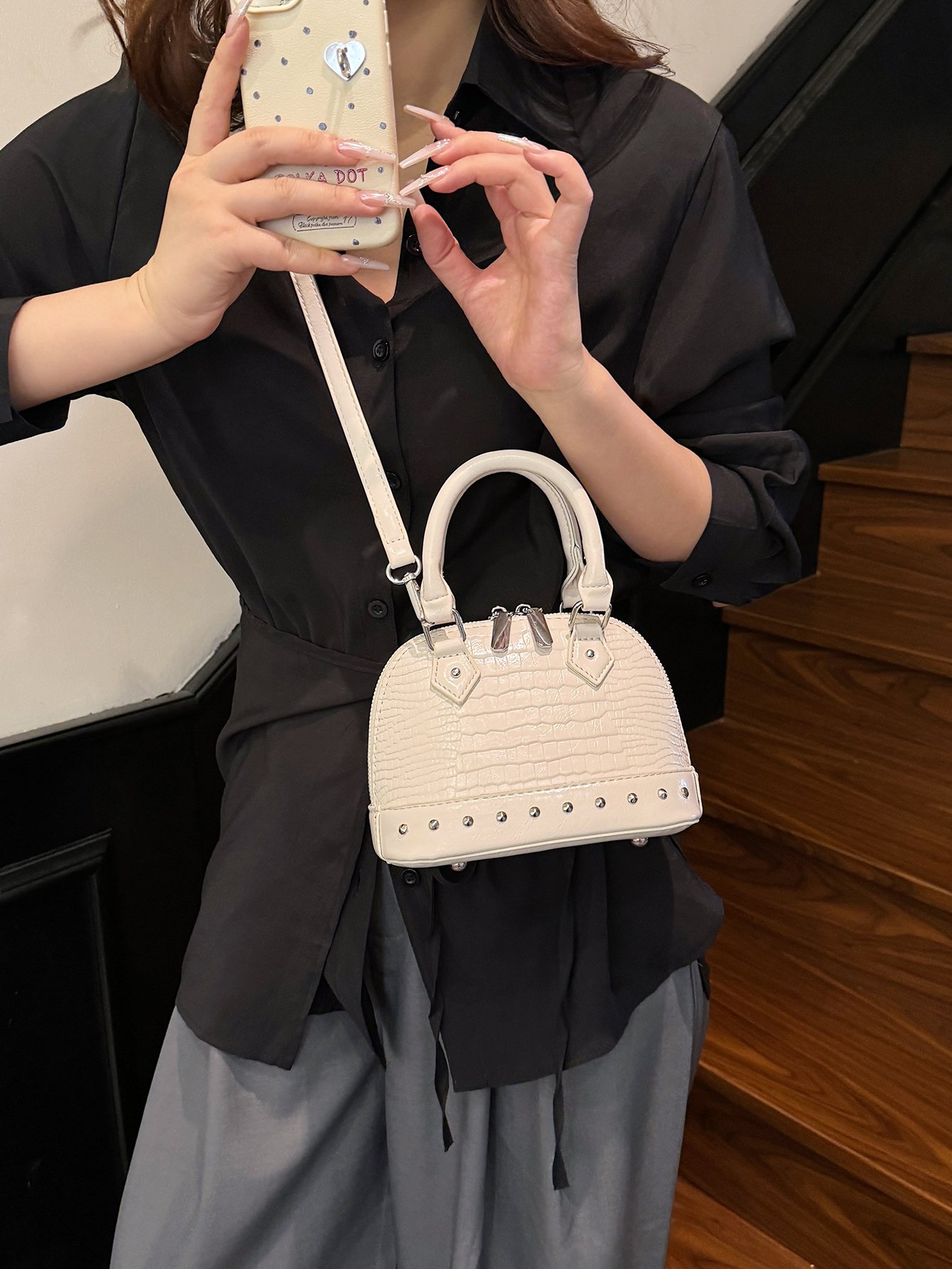 Off-White Croc Embossed Crossbody Bag