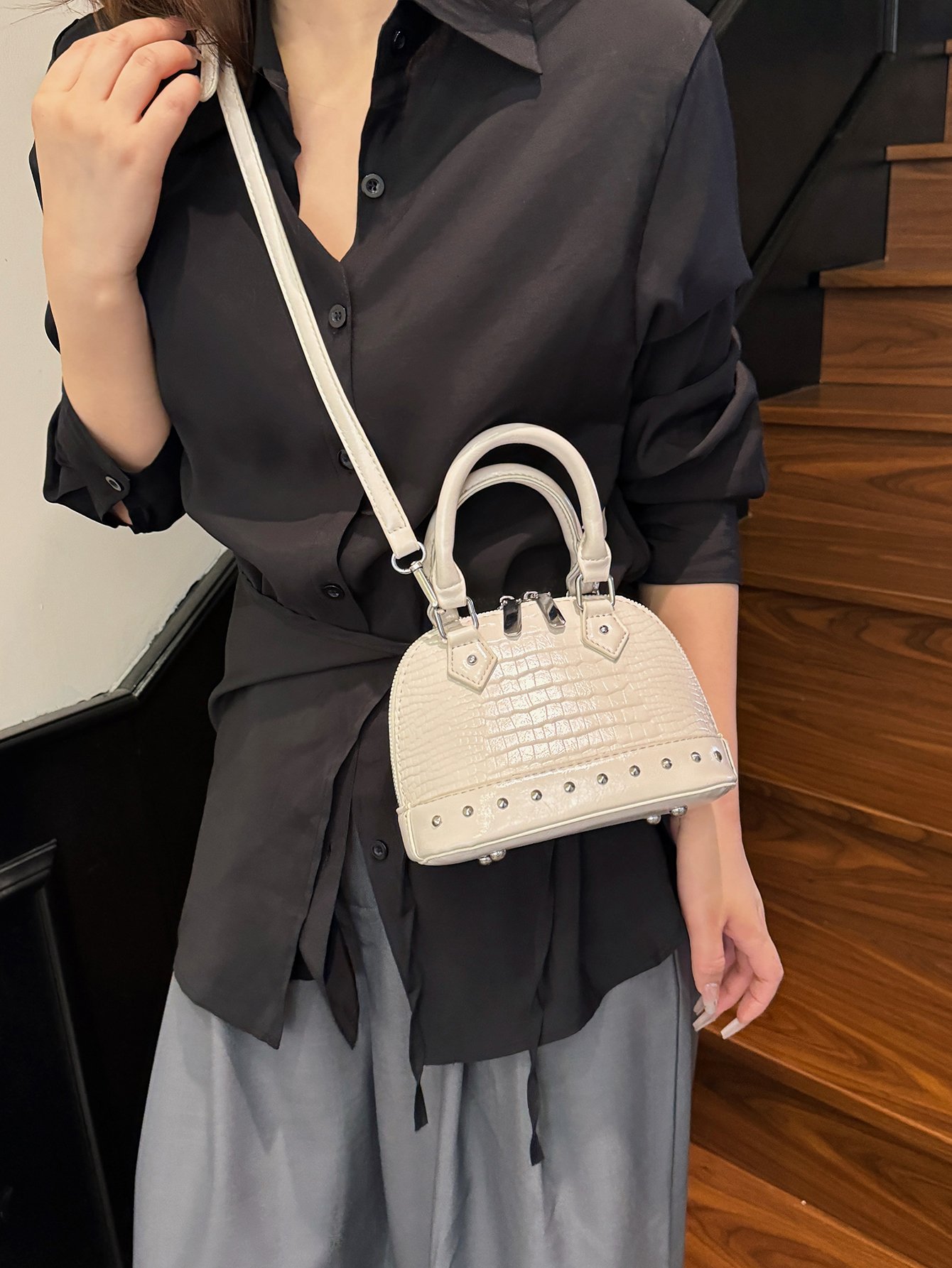 Off-White Croc Embossed Crossbody Bag
