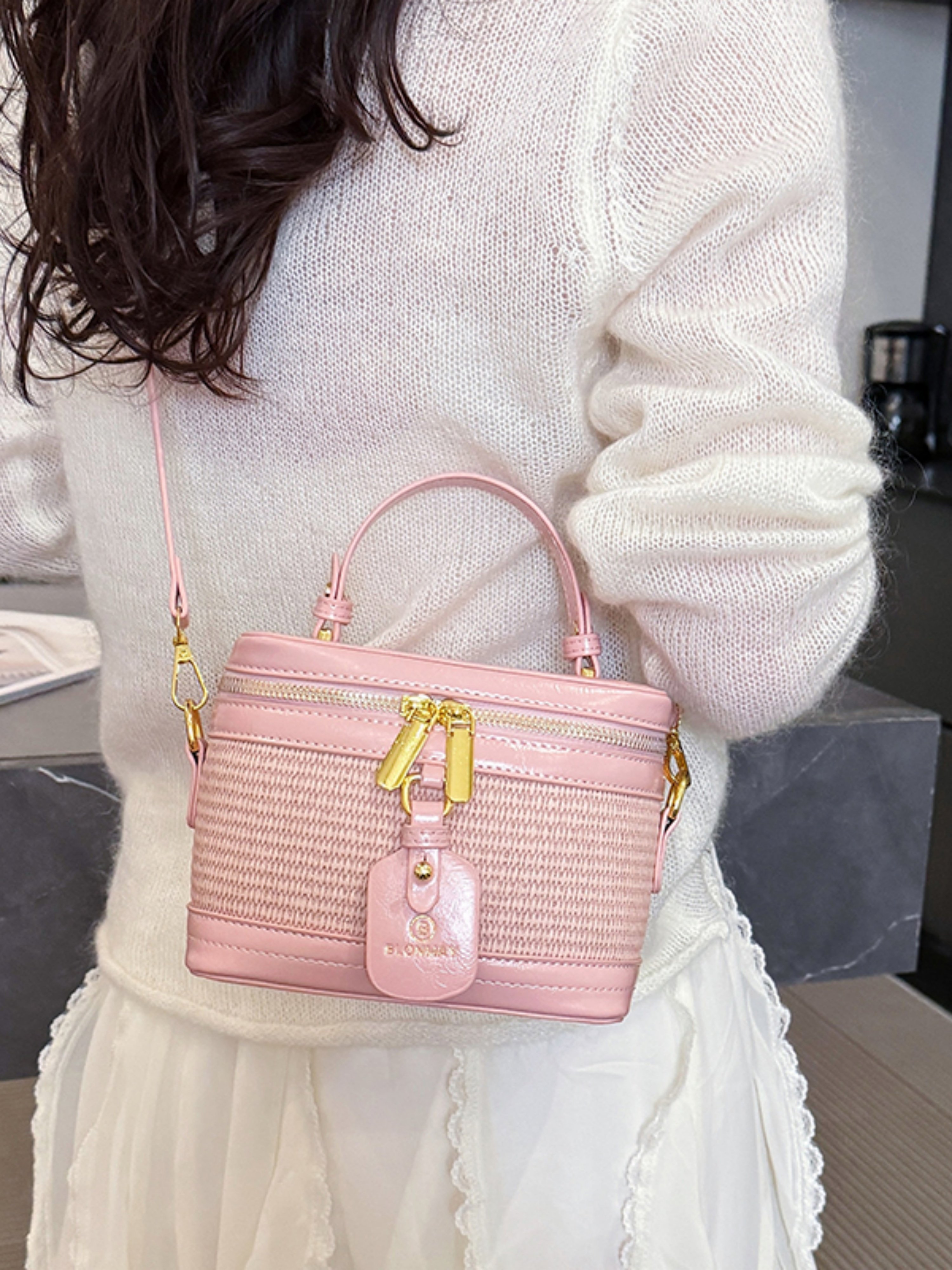 Pink Zip Around Crossbody Bag